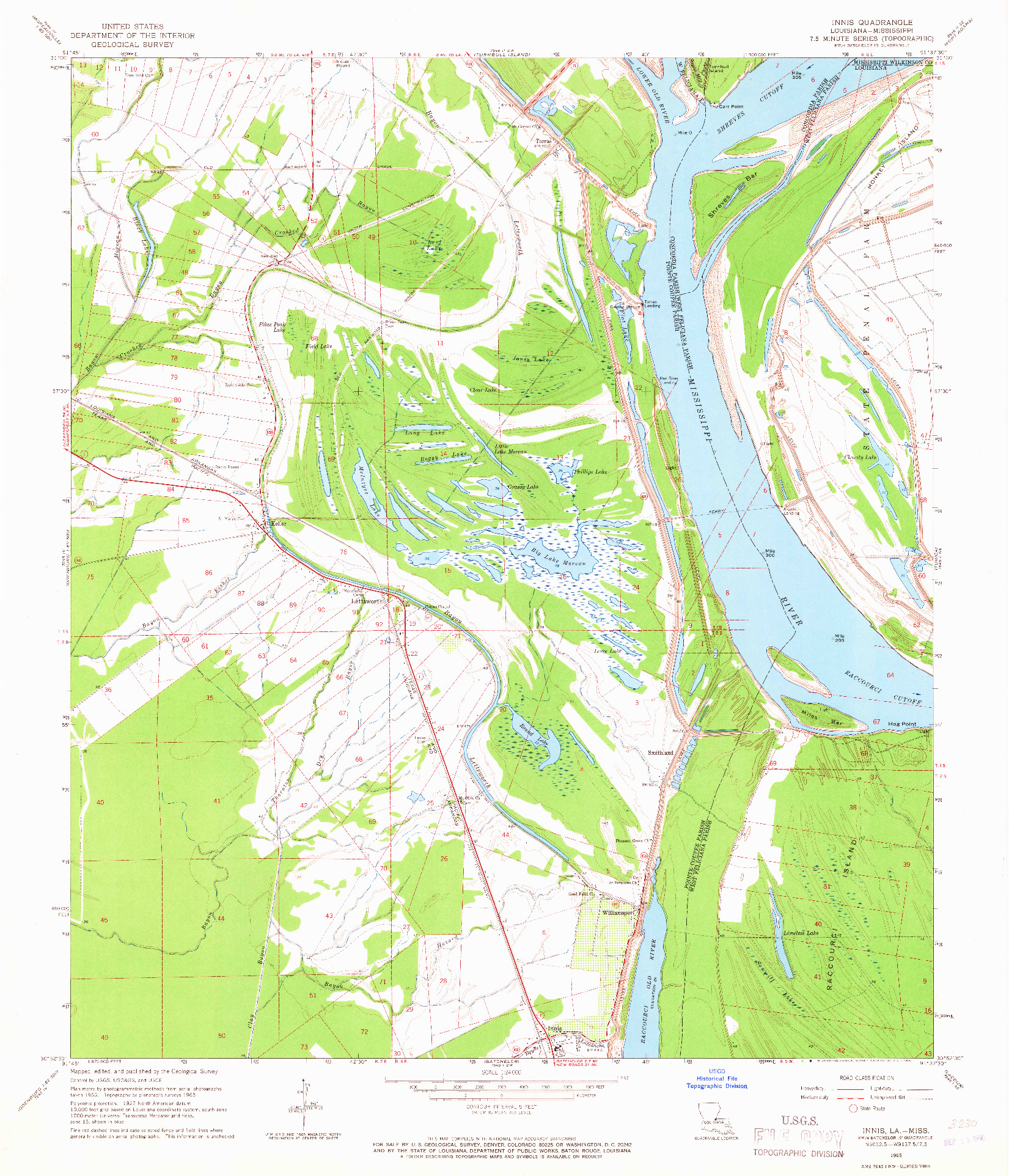 USGS 1:24000-SCALE QUADRANGLE FOR INNIS, LA 1965