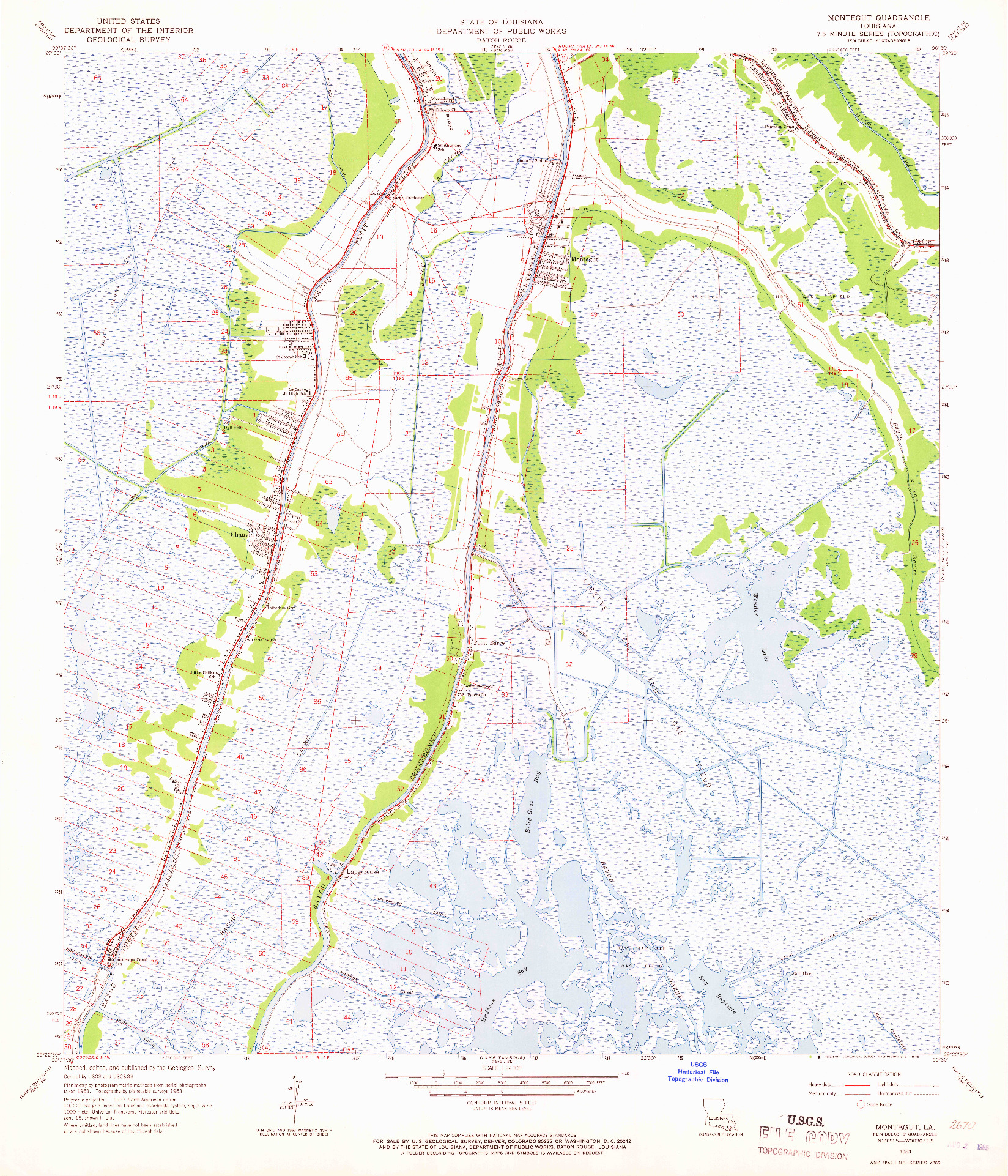 USGS 1:24000-SCALE QUADRANGLE FOR MONTEGUT, LA 1963