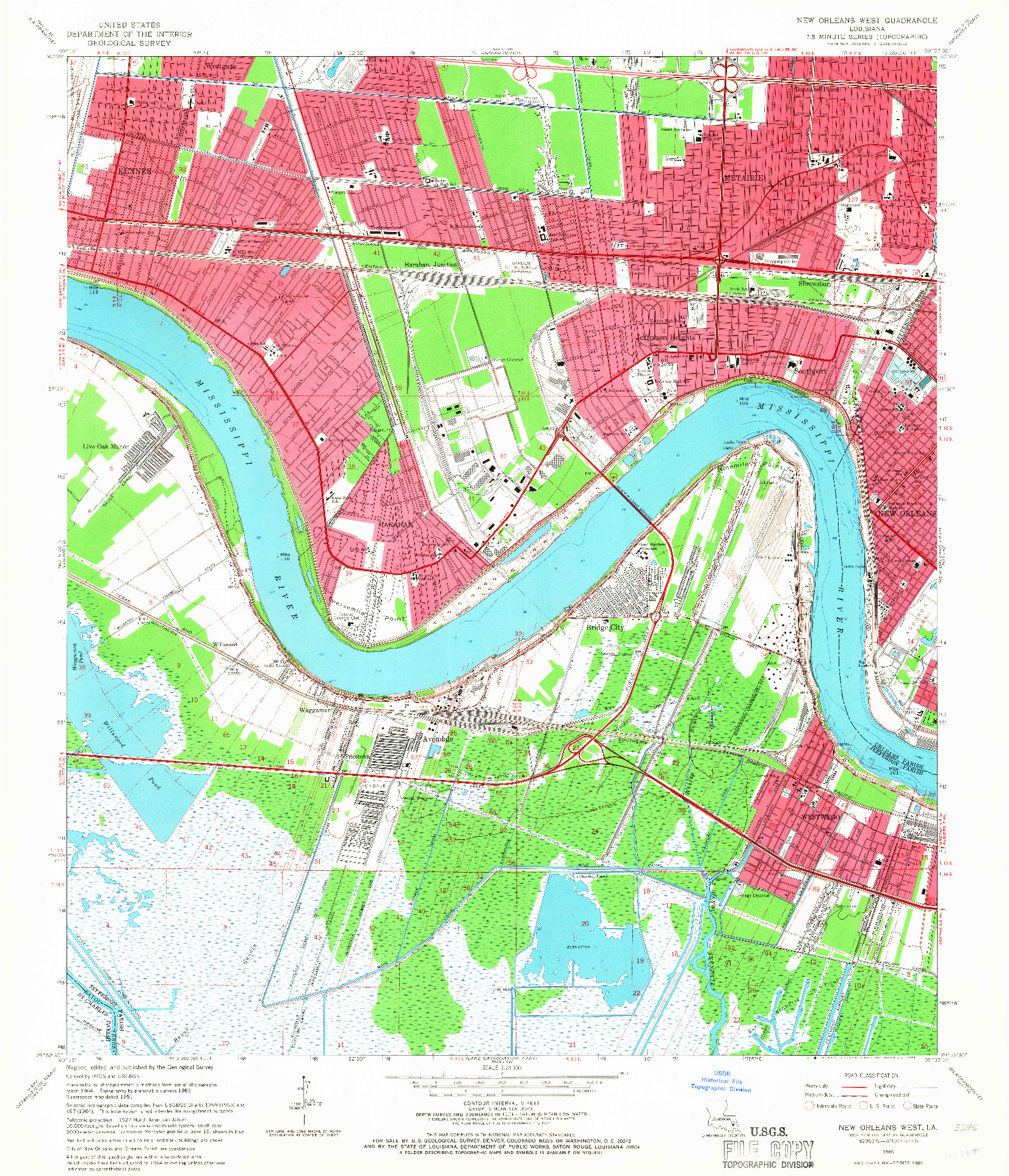 USGS 1:24000-SCALE QUADRANGLE FOR NEW ORLEANS WEST, LA 1965