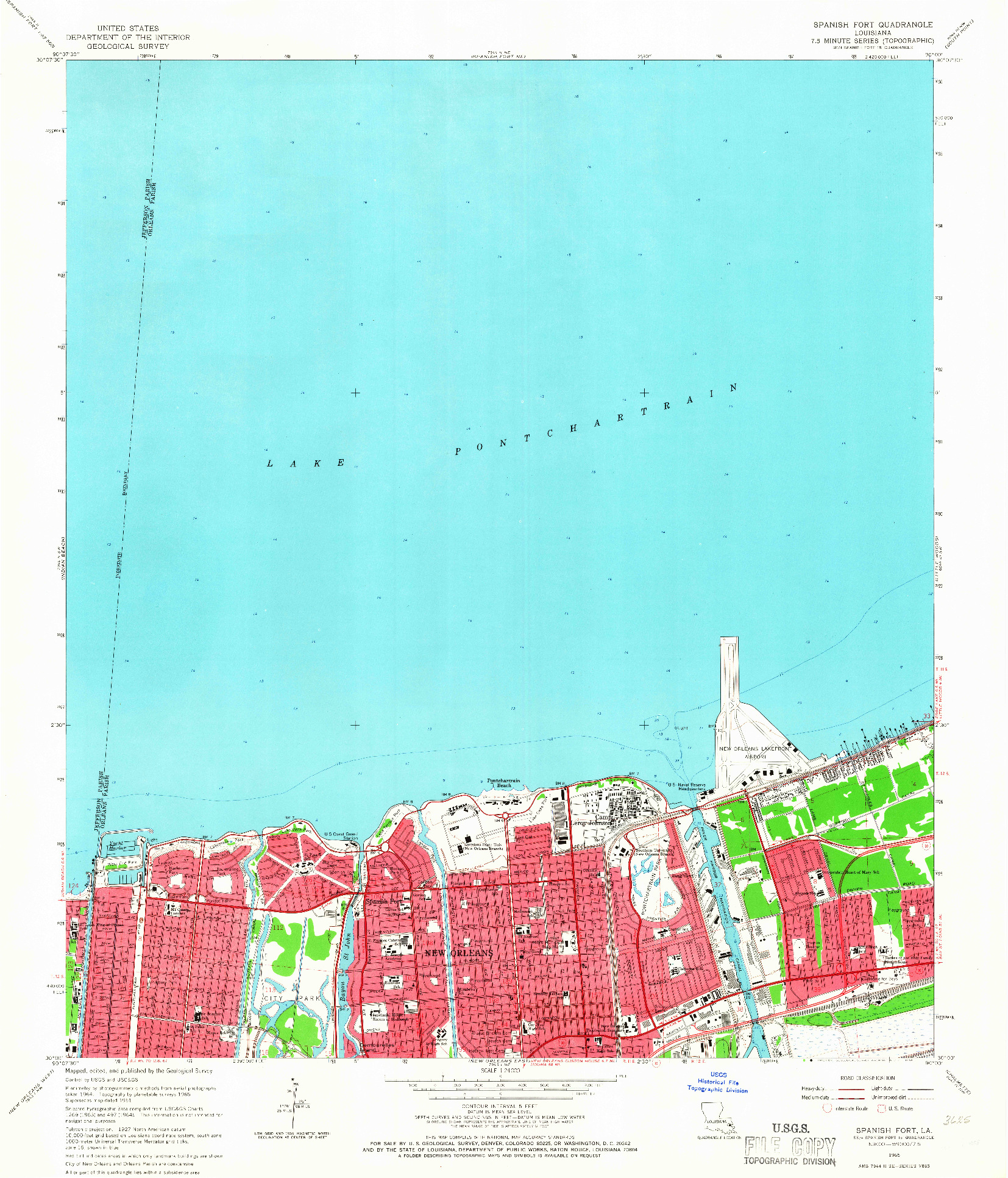 USGS 1:24000-SCALE QUADRANGLE FOR SPANISH FORT, LA 1965