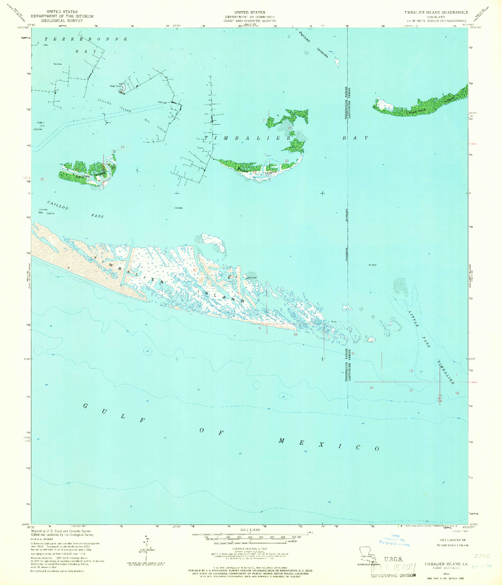 USGS 1:24000-SCALE QUADRANGLE FOR TIMBALIER ISLAND, LA 1953