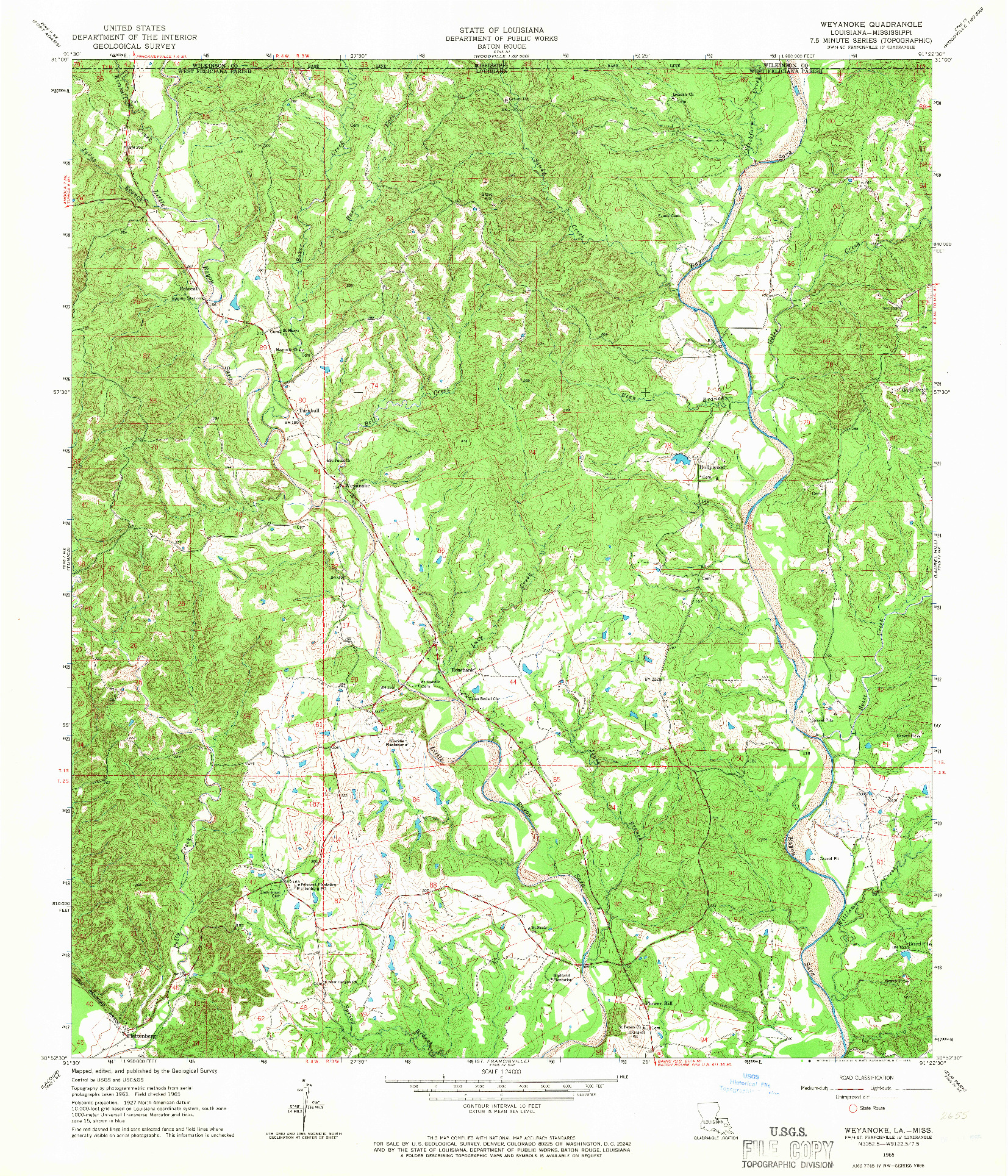 USGS 1:24000-SCALE QUADRANGLE FOR WEYANOKE, LA 1965