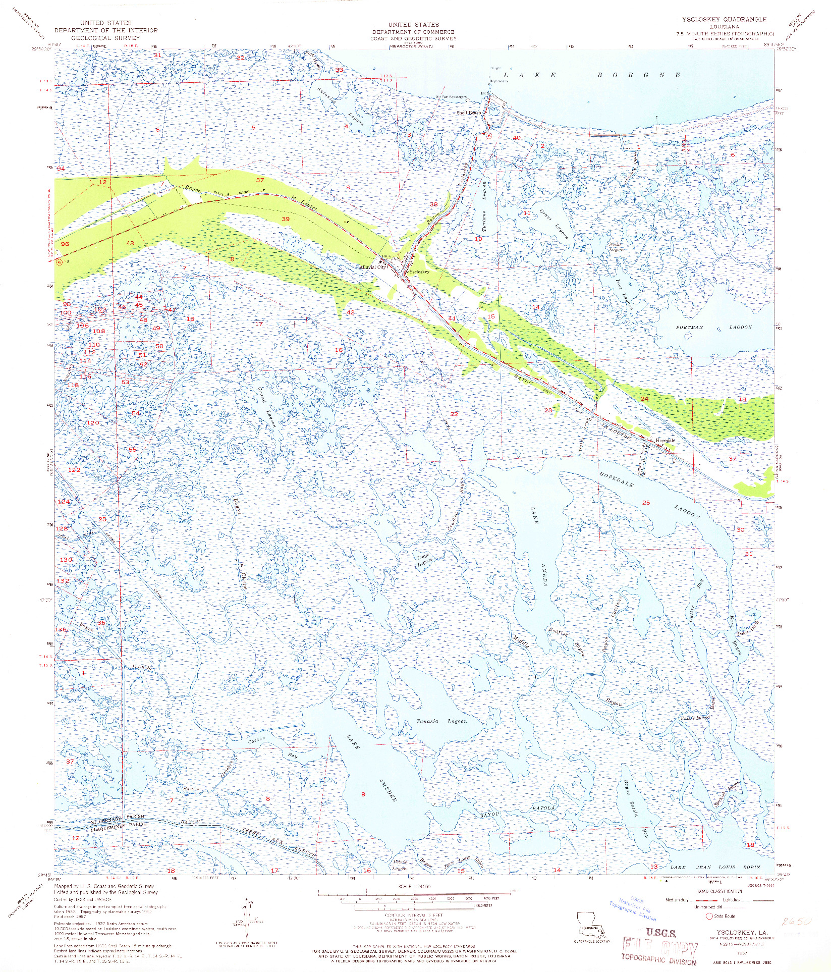 USGS 1:24000-SCALE QUADRANGLE FOR YSCLOSKEY, LA 1957