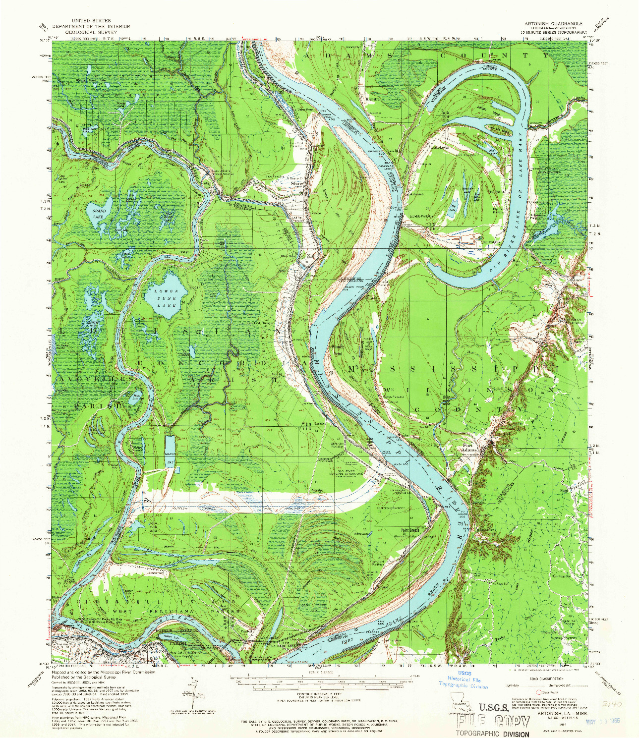 USGS 1:62500-SCALE QUADRANGLE FOR ARTONISH, LA 1954