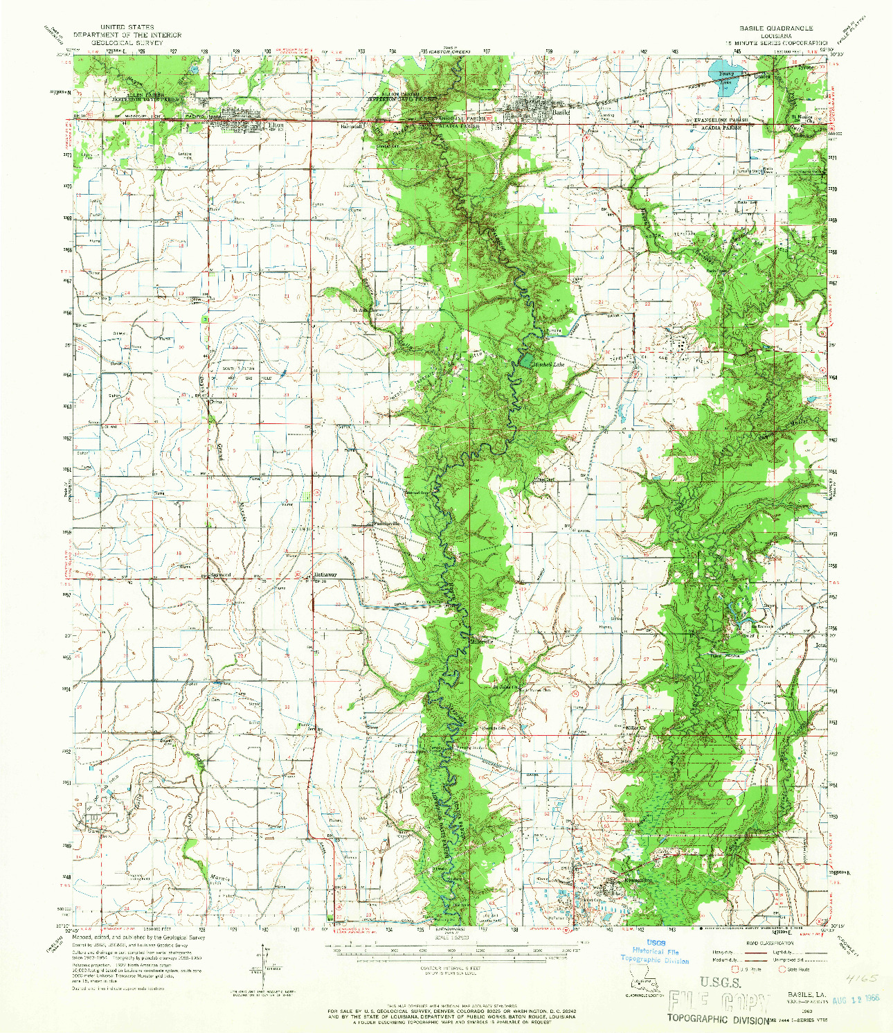 USGS 1:62500-SCALE QUADRANGLE FOR BASILE, LA 1960