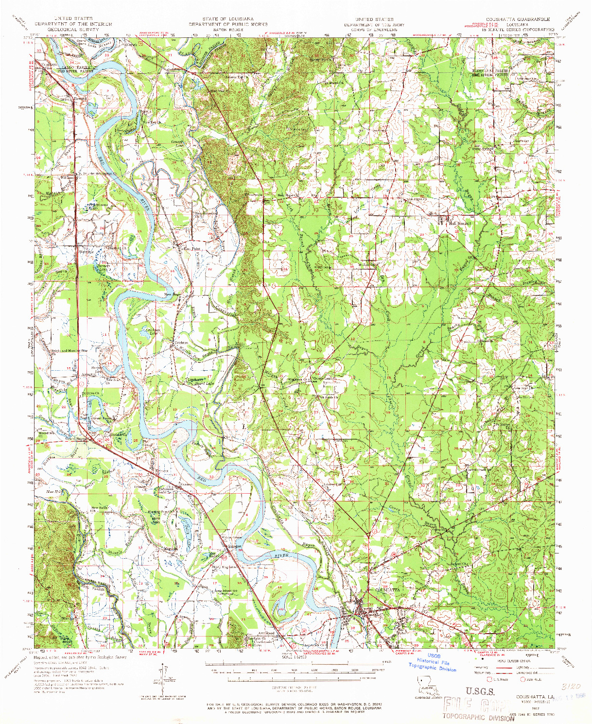 USGS 1:62500-SCALE QUADRANGLE FOR COUSHATTA, LA 1957