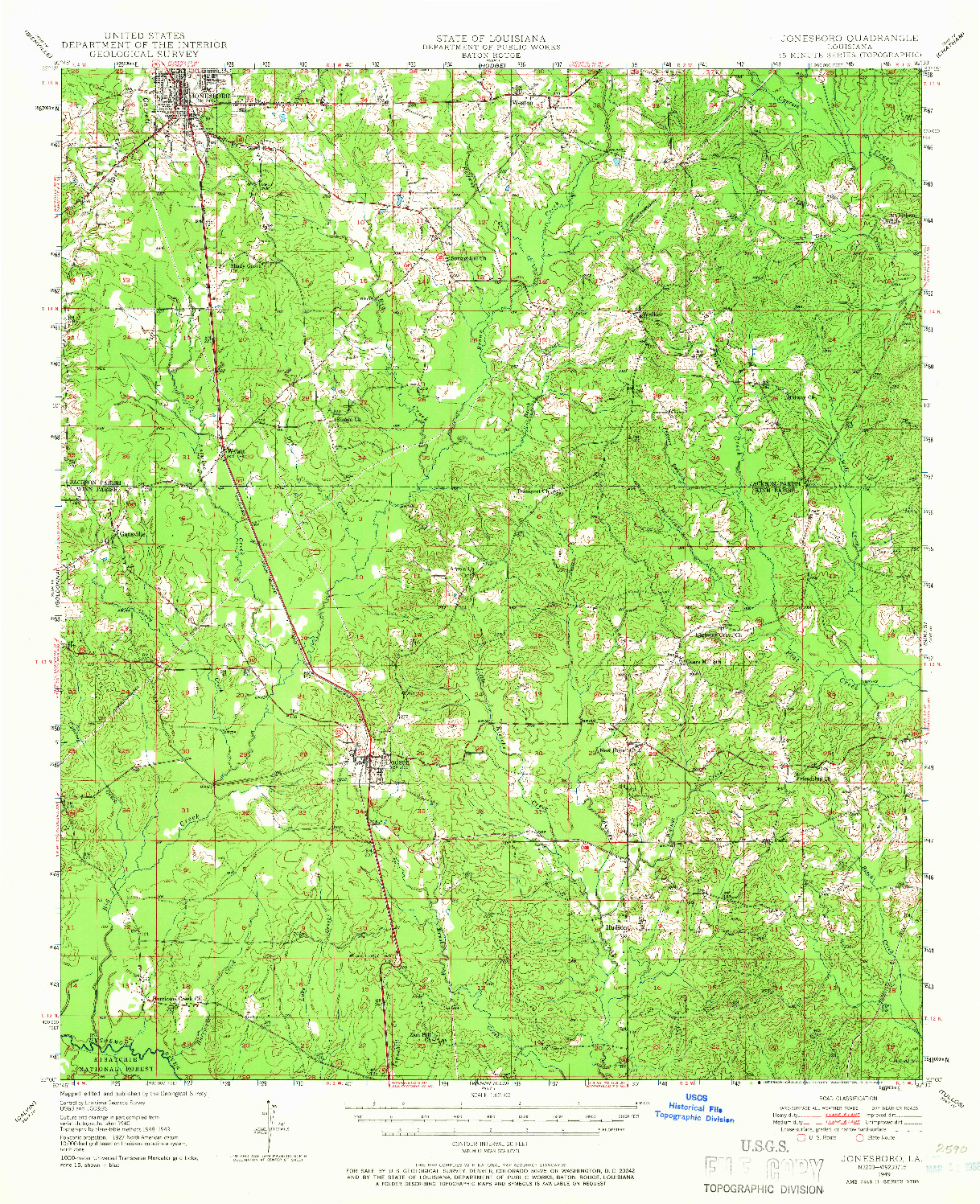 USGS 1:62500-SCALE QUADRANGLE FOR JONESBORO, LA 1949