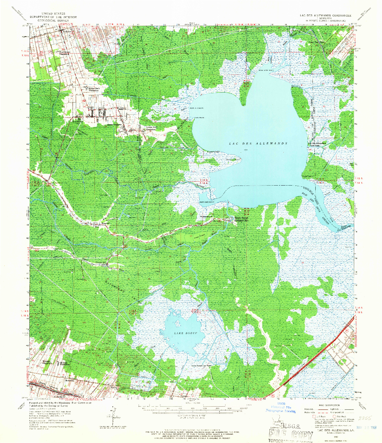 USGS 1:62500-SCALE QUADRANGLE FOR LAC DES ALLEMANDS, LA 1962