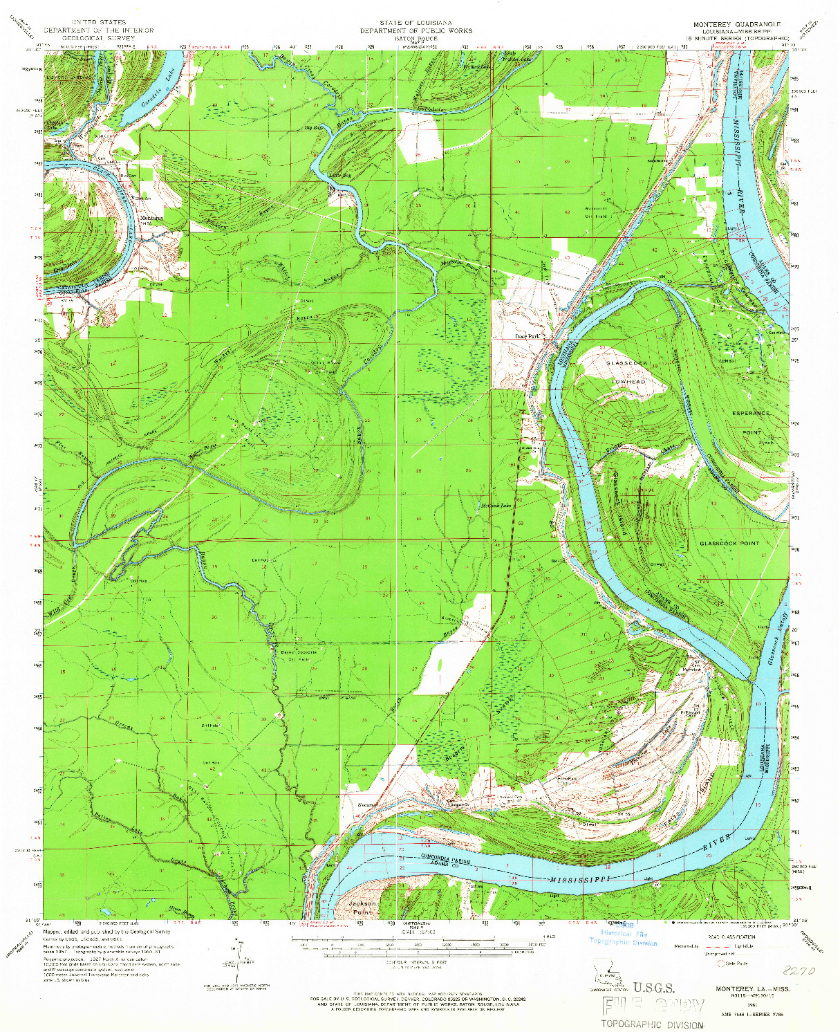 USGS 1:62500-SCALE QUADRANGLE FOR MONTEREY, LA 1961