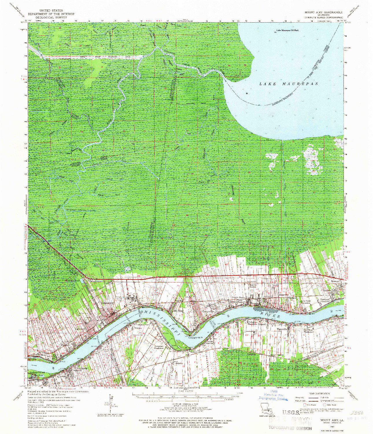 USGS 1:62500-SCALE QUADRANGLE FOR MOUNT AIRY, LA 1962