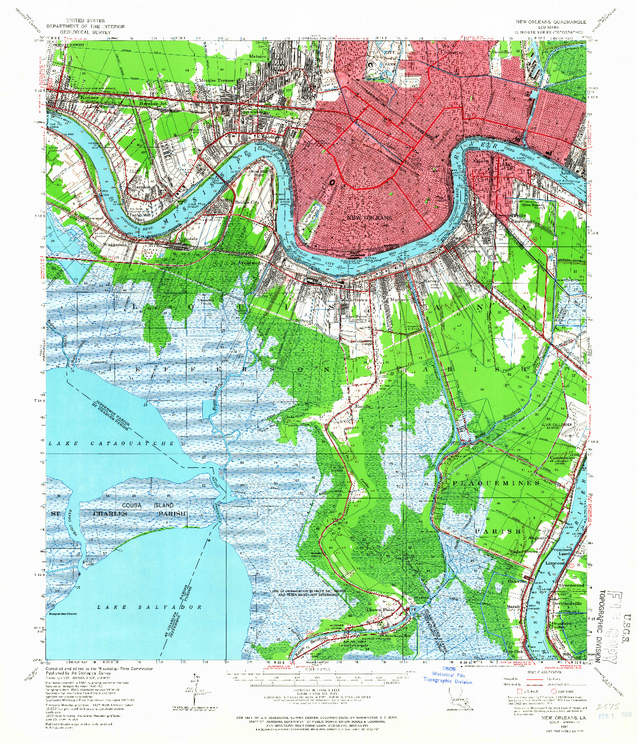 USGS 1:62500-SCALE QUADRANGLE FOR NEW ORLEANS, LA 1950