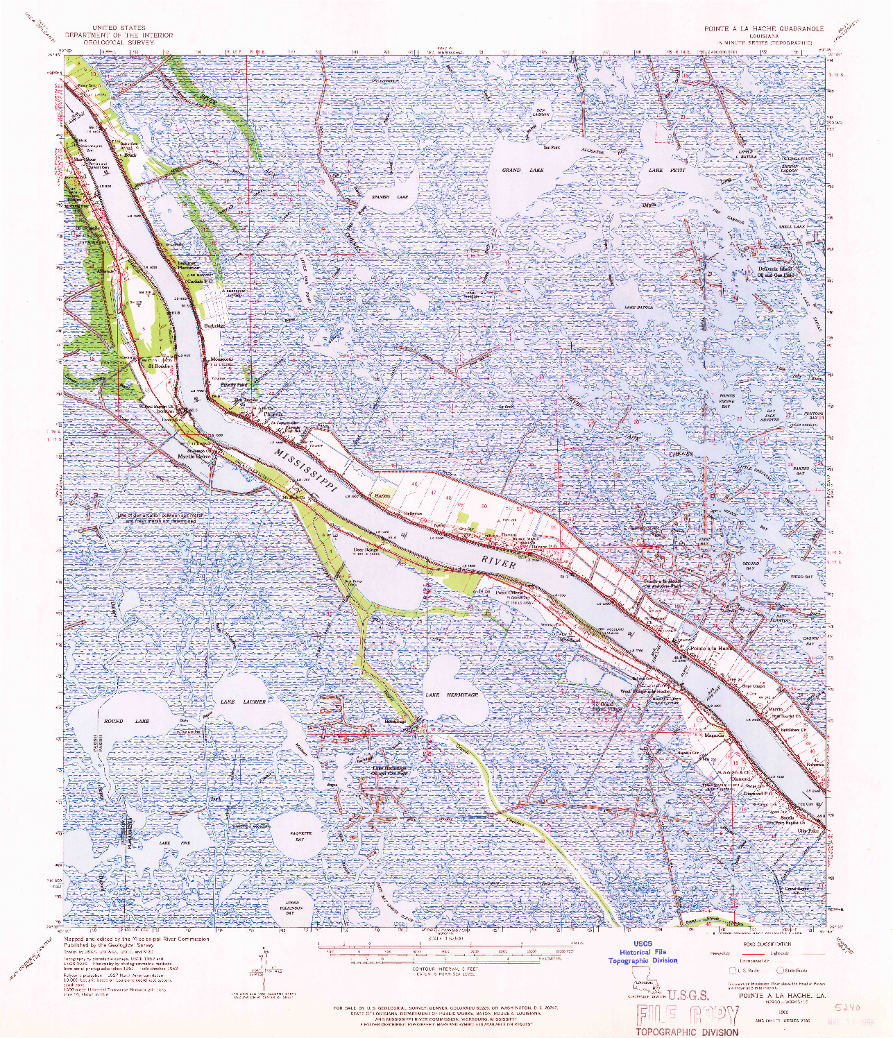 USGS 1:62500-SCALE QUADRANGLE FOR POINTE A LA HACHE, LA 1962