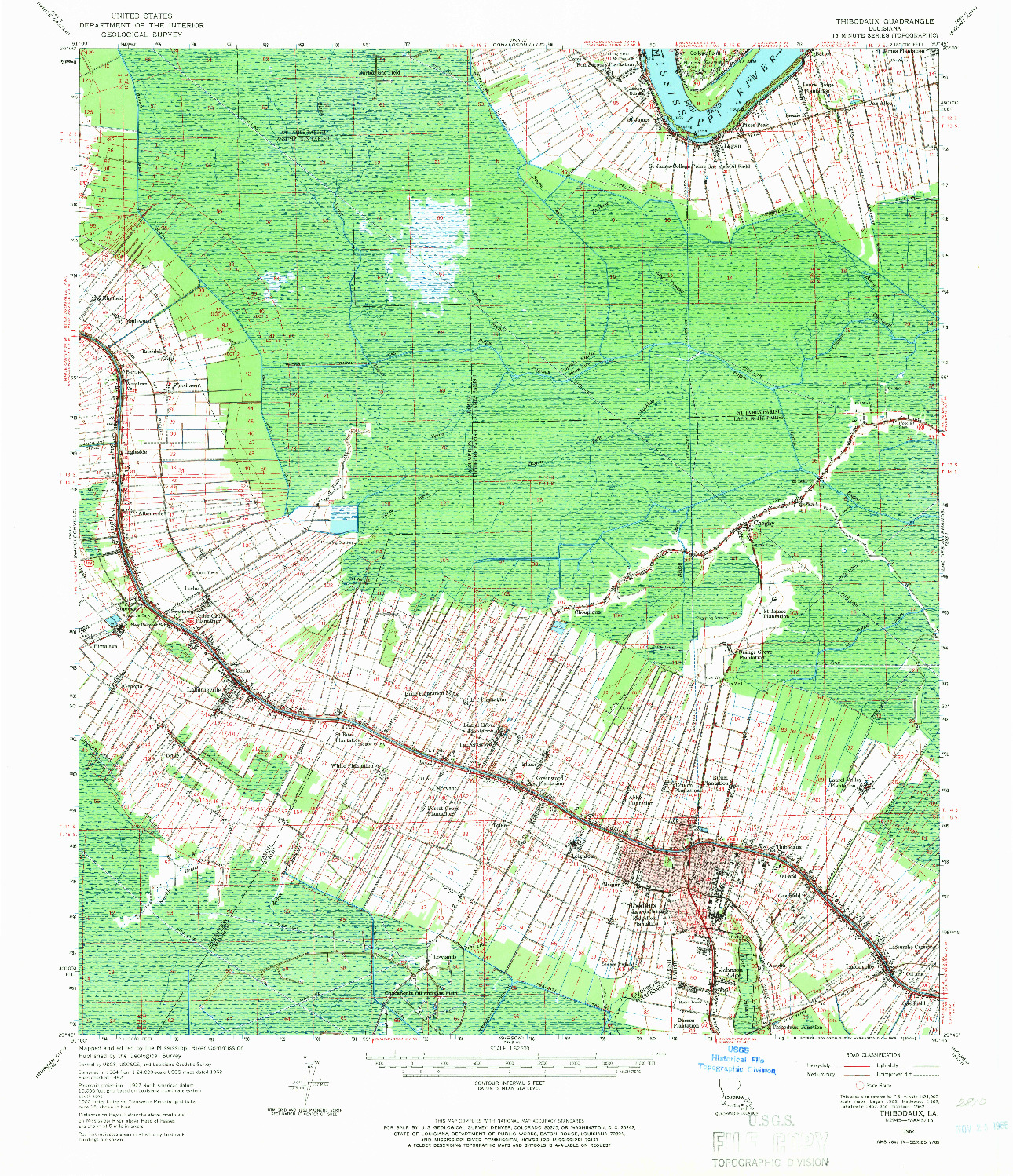 USGS 1:62500-SCALE QUADRANGLE FOR THIBODAUX, LA 1962
