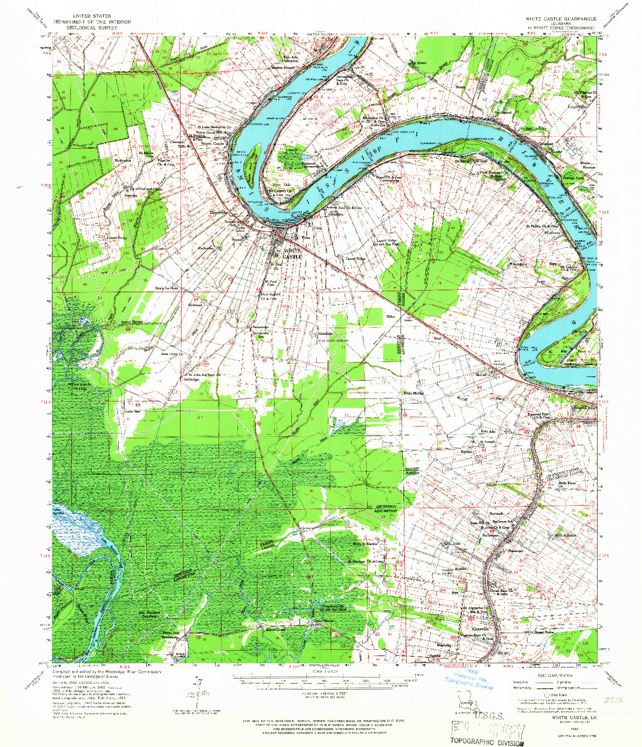 USGS 1:62500-SCALE QUADRANGLE FOR WHITE CASTLE, LA 1963