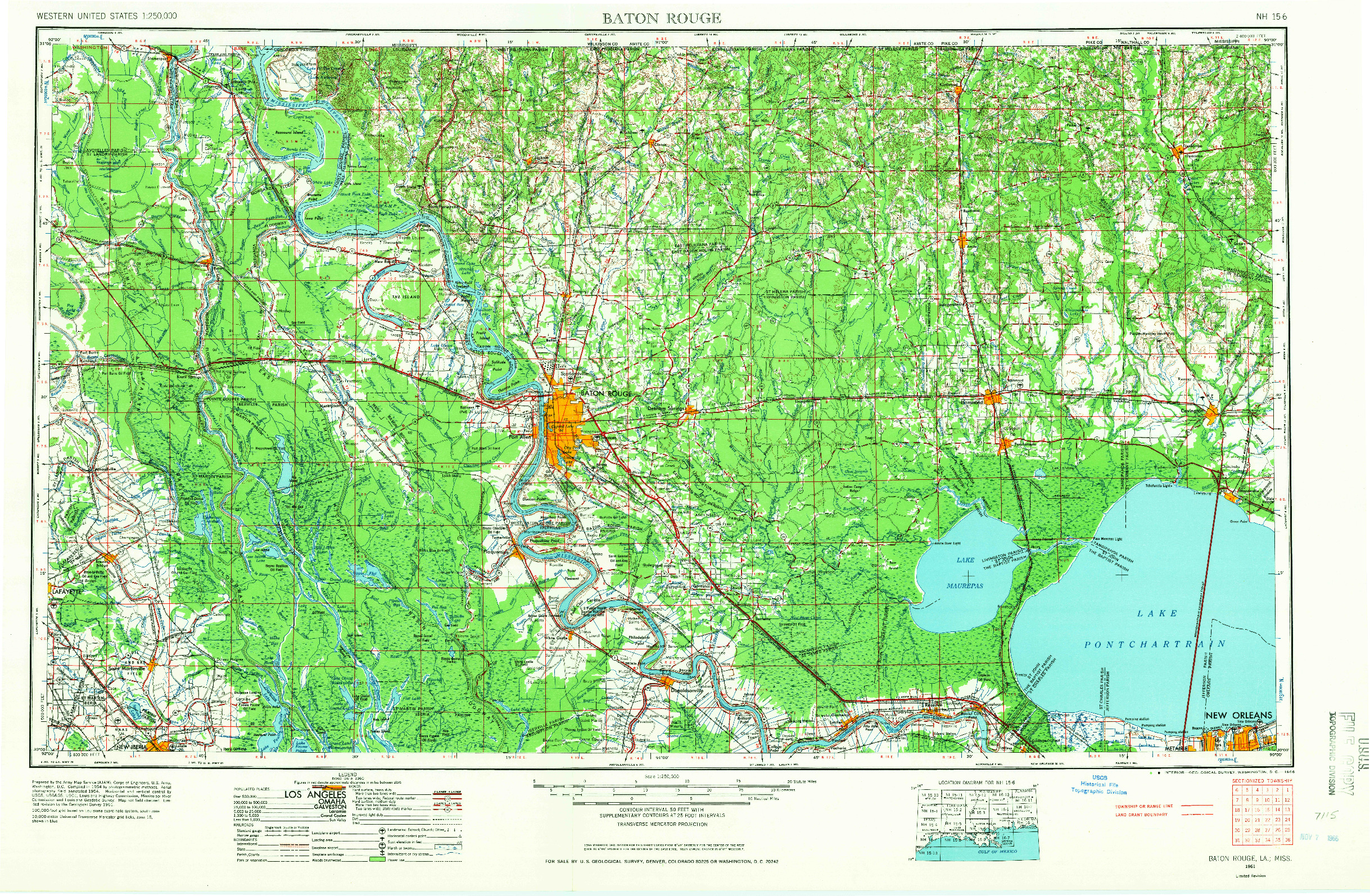 USGS 1:250000-SCALE QUADRANGLE FOR BATON ROUGE, LA 1961