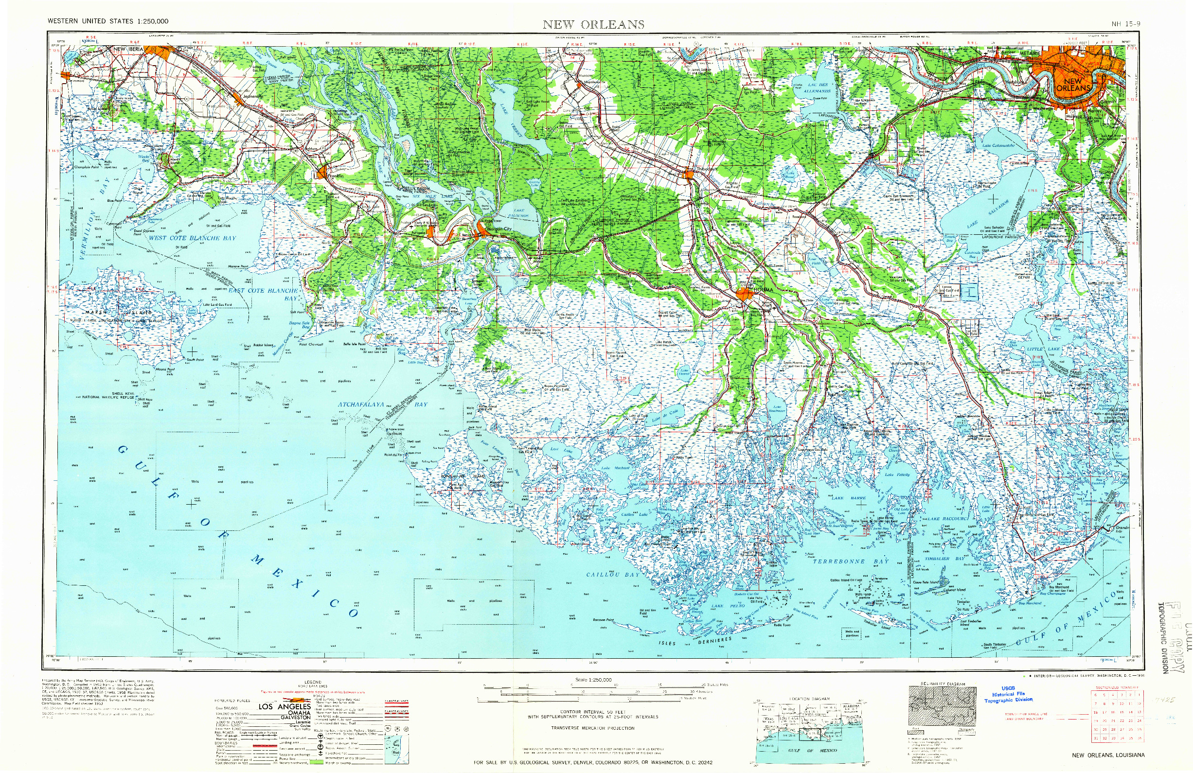 USGS 1:250000-SCALE QUADRANGLE FOR NEW ORLEANS, LA 1966