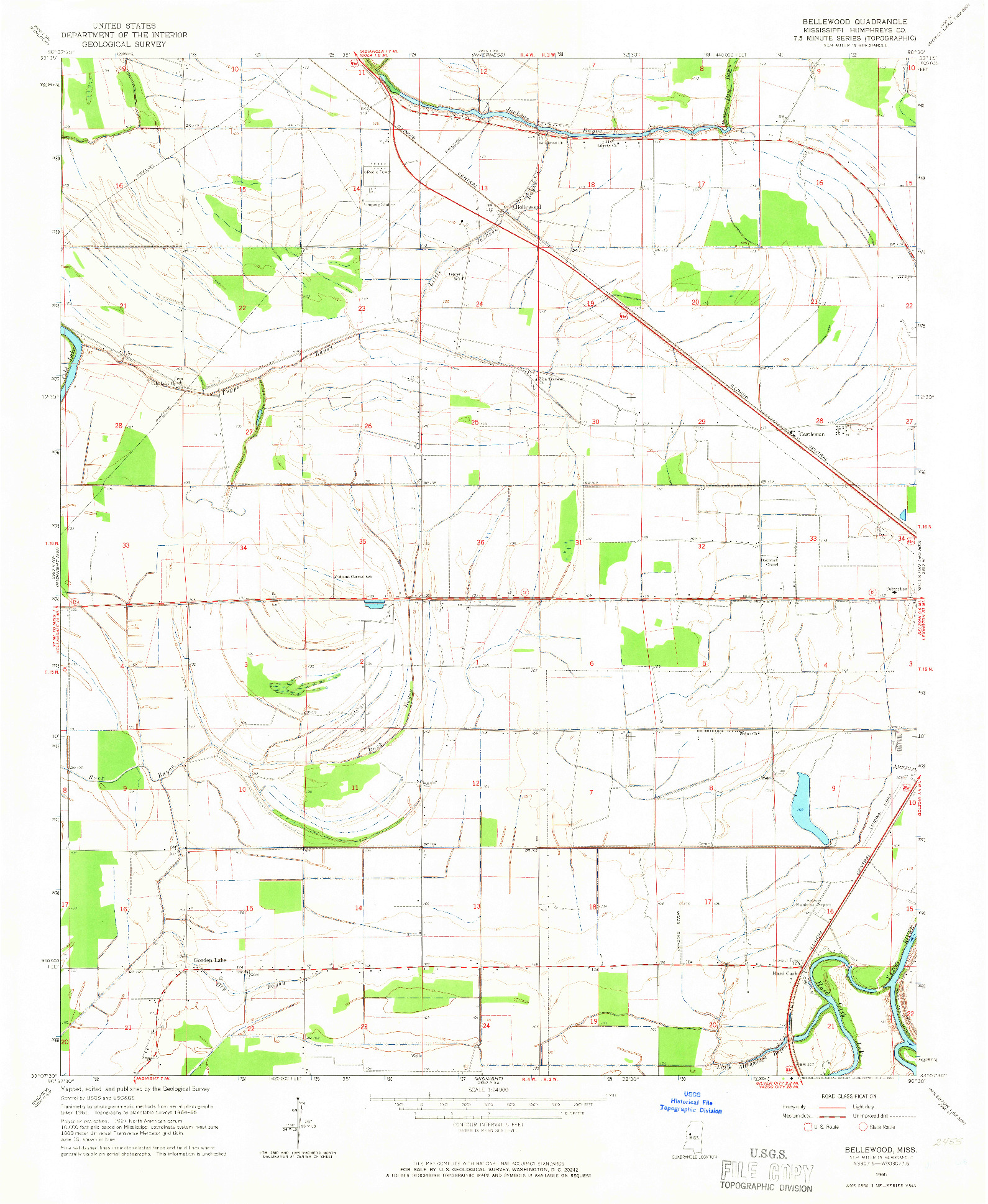 USGS 1:24000-SCALE QUADRANGLE FOR BELLEWOOD, MS 1965