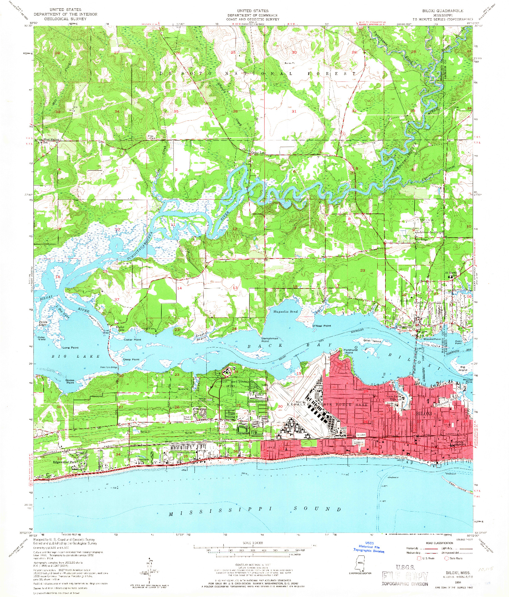 USGS 1:24000-SCALE QUADRANGLE FOR BILOXI, MS 1954