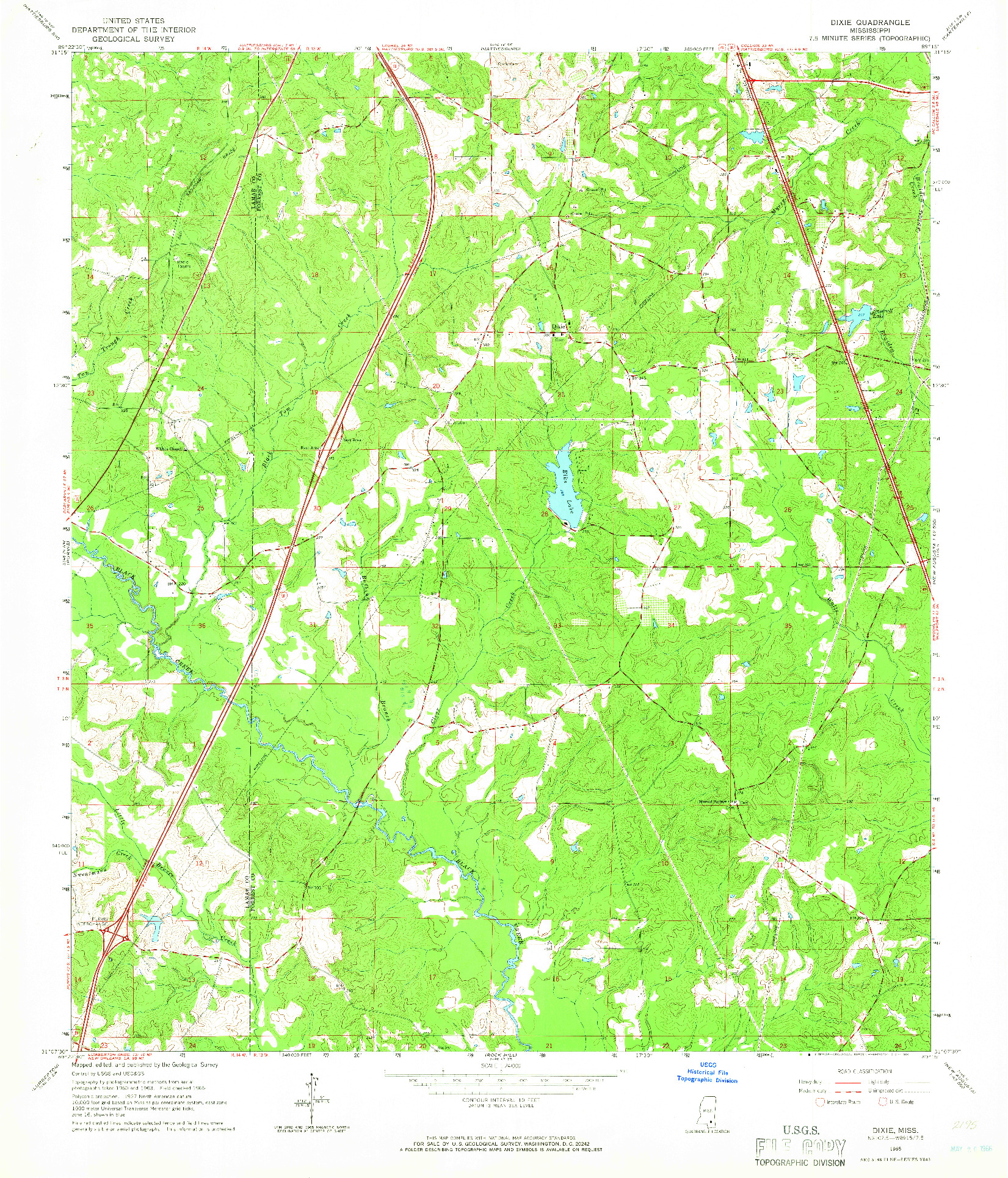 USGS 1:24000-SCALE QUADRANGLE FOR DIXIE, MS 1965