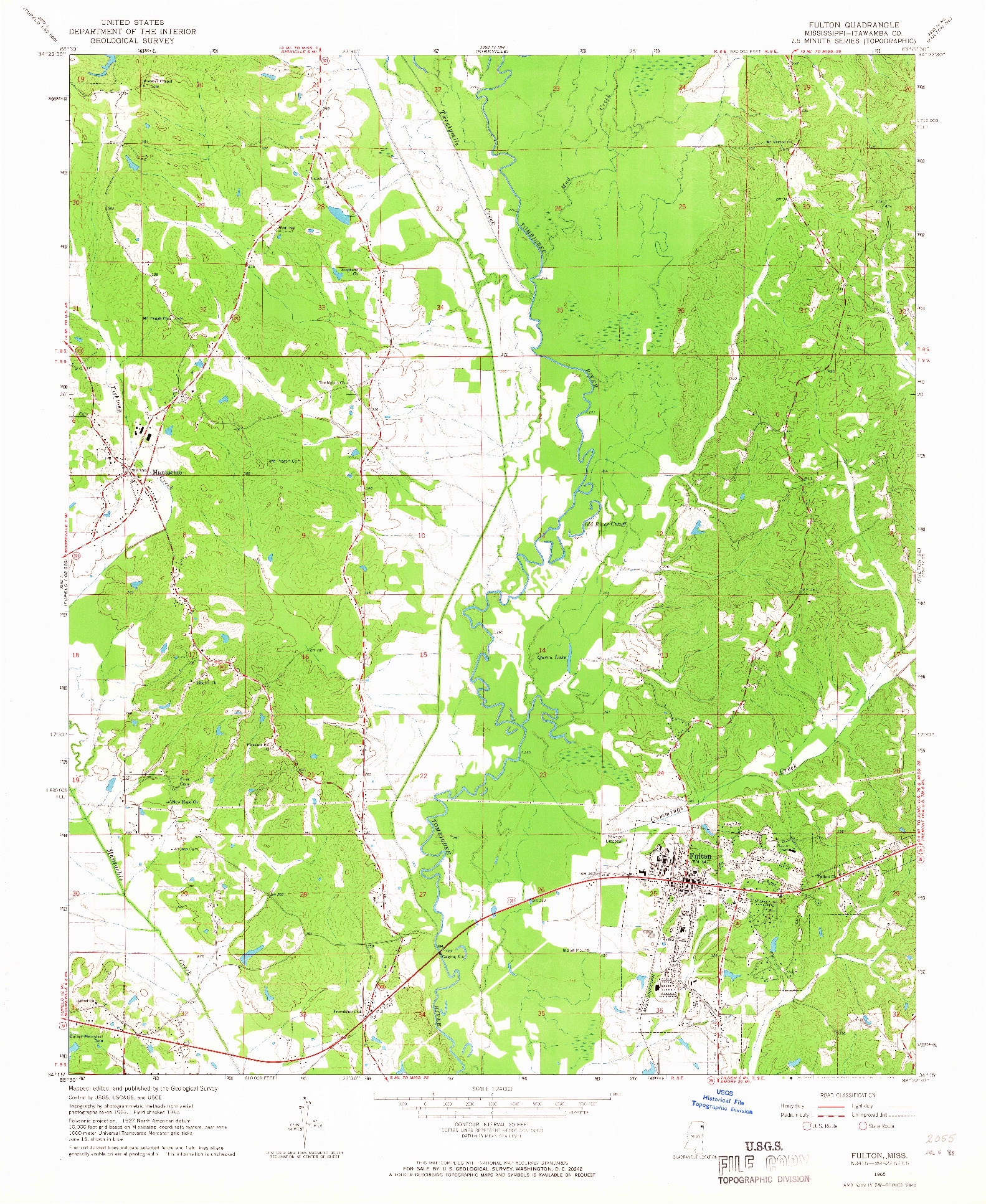 USGS 1:24000-SCALE QUADRANGLE FOR FULTON, MS 1965