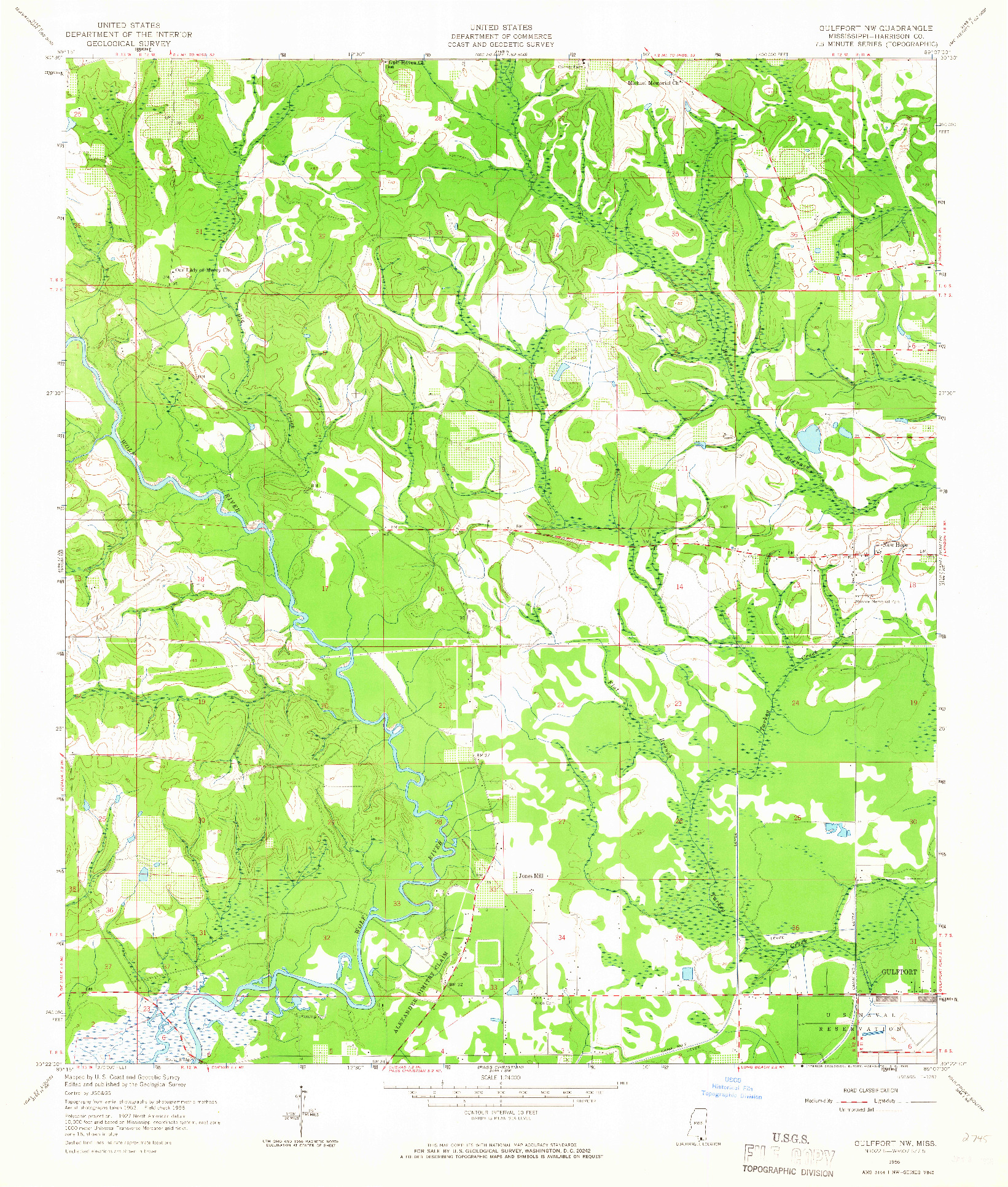 USGS 1:24000-SCALE QUADRANGLE FOR GULFPORT NW, MS 1956