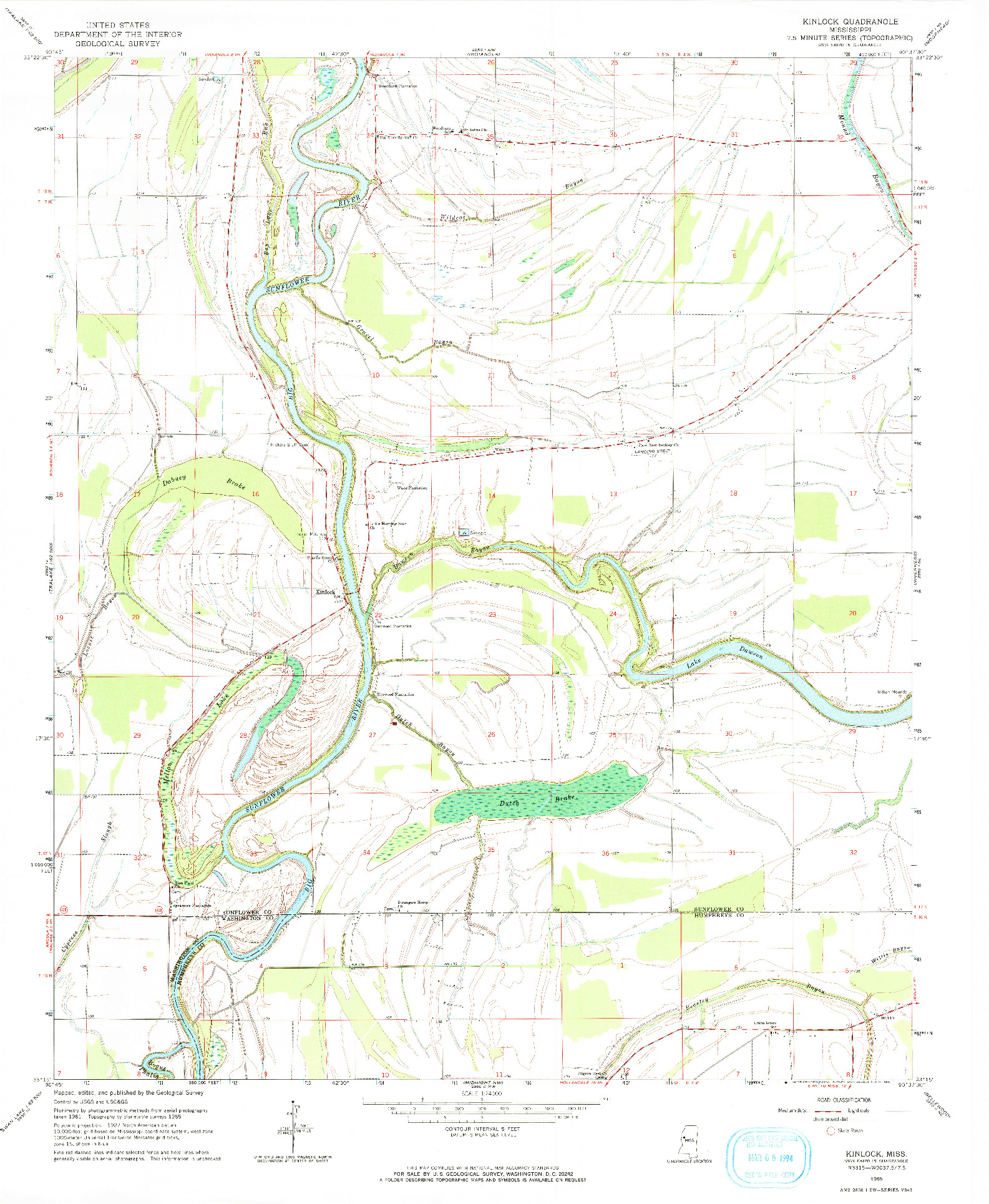 USGS 1:24000-SCALE QUADRANGLE FOR KINLOCK, MS 1965