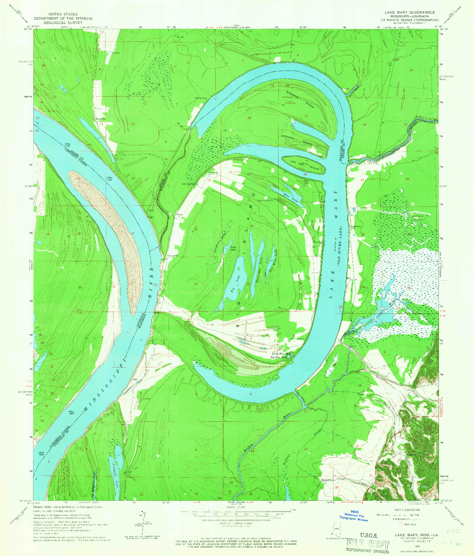 USGS 1:24000-SCALE QUADRANGLE FOR LAKE MARY, MS 1965