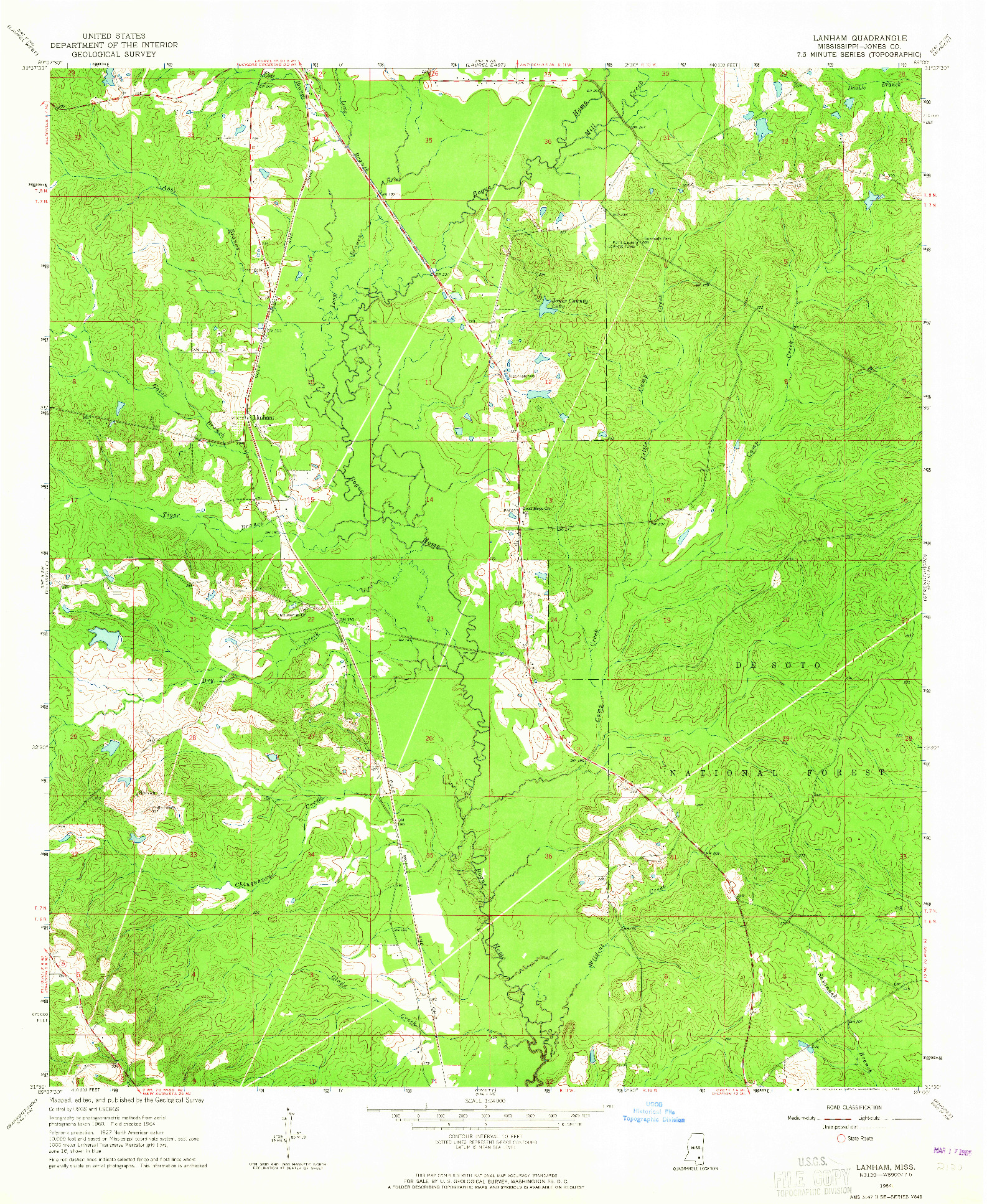USGS 1:24000-SCALE QUADRANGLE FOR LANHAM, MS 1964