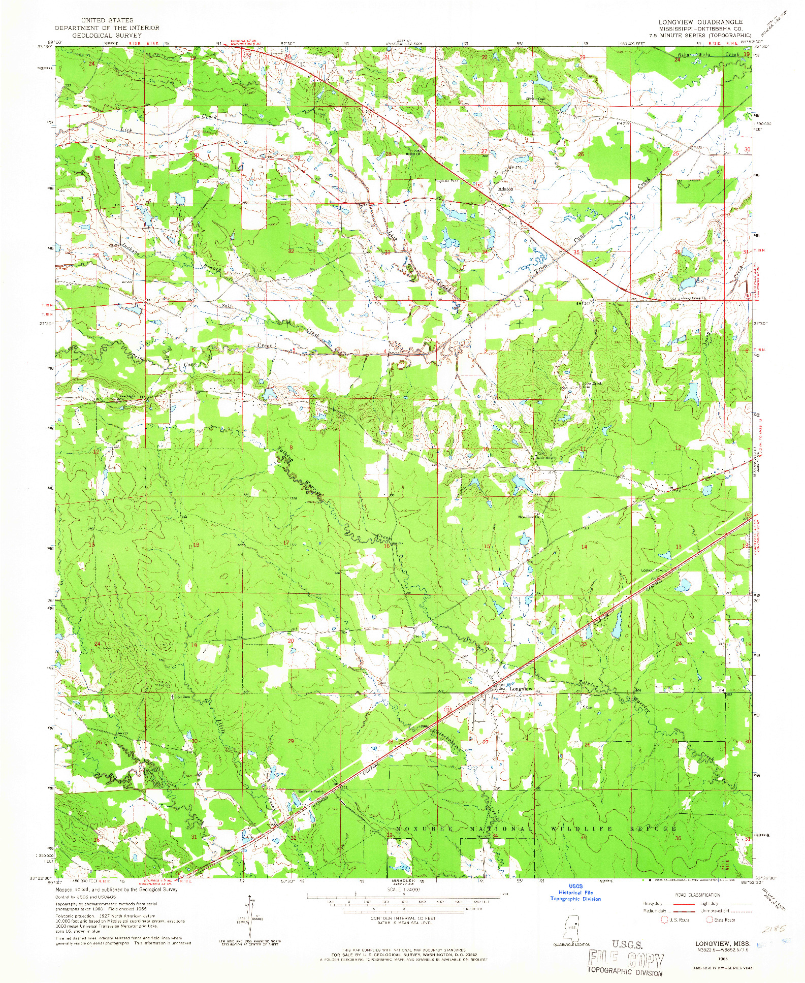 USGS 1:24000-SCALE QUADRANGLE FOR LONGVIEW, MS 1965