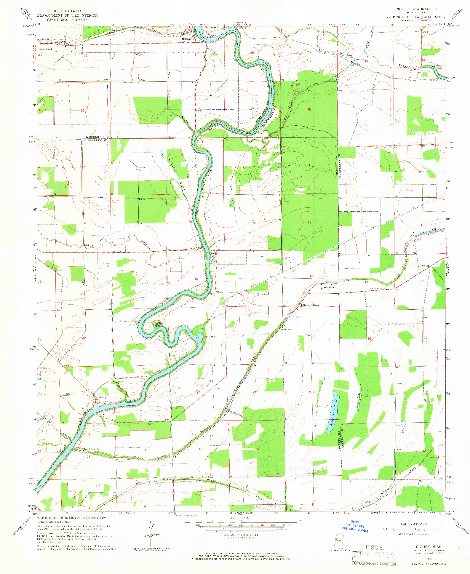 USGS 1:24000-SCALE QUADRANGLE FOR RICHEY, MS 1965