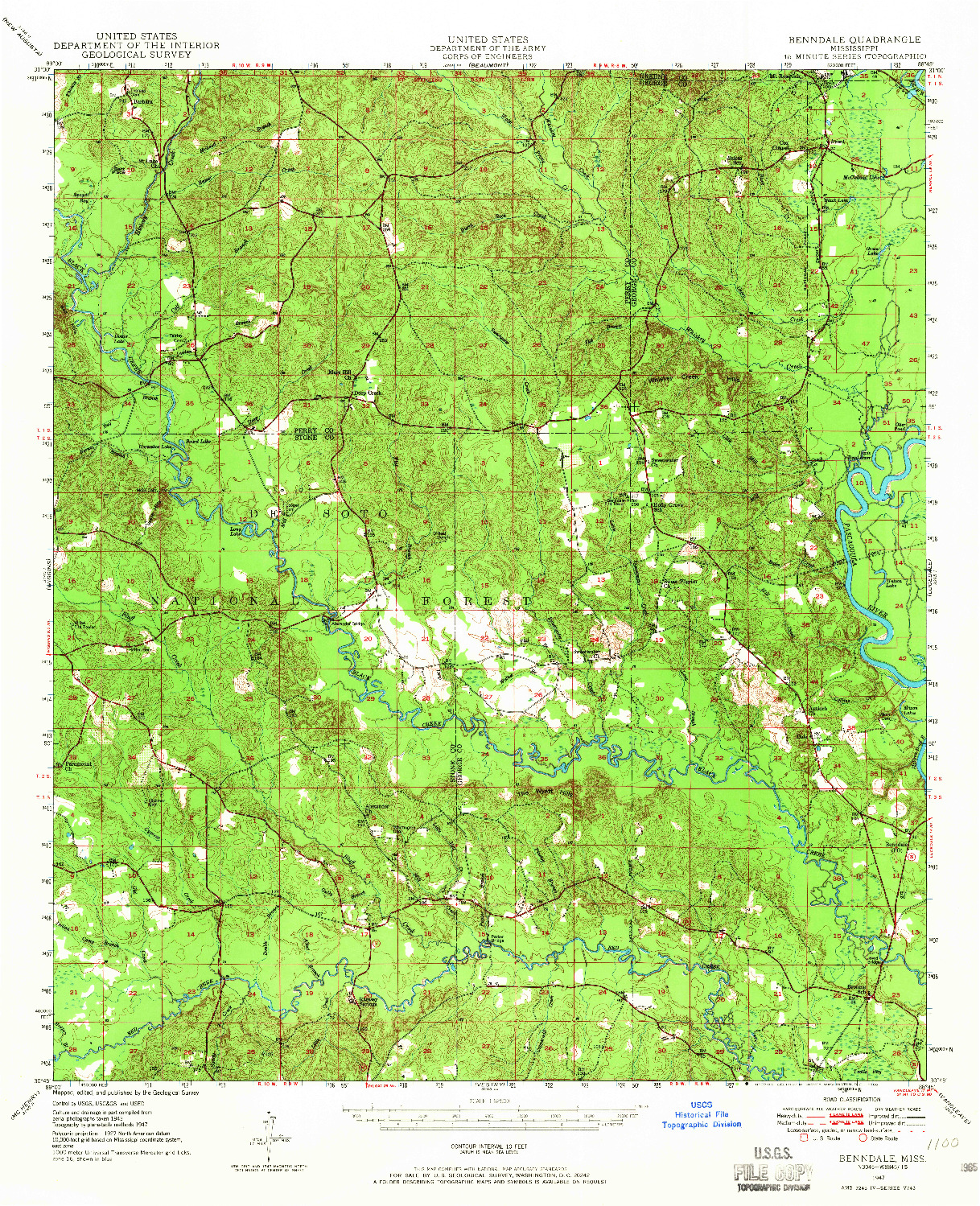 USGS 1:62500-SCALE QUADRANGLE FOR BENNDALE, MS 1947