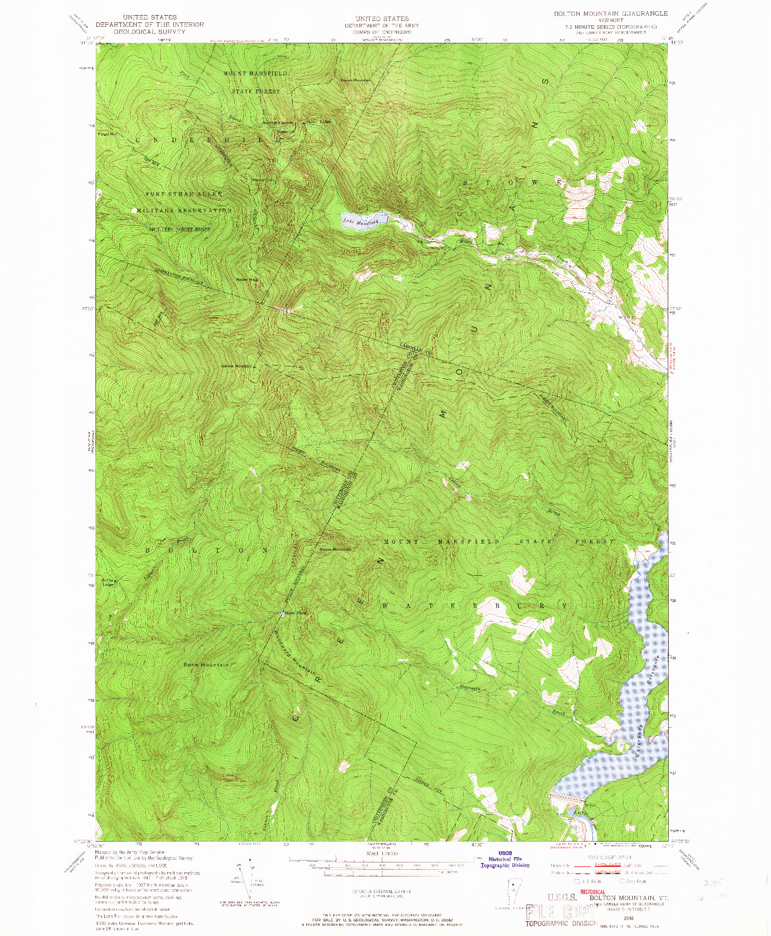 USGS 1:24000-SCALE QUADRANGLE FOR BOLTON MOUNTAIN, VT 1948