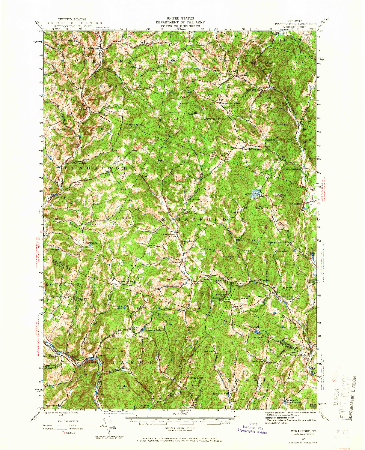 USGS 1:62500-SCALE QUADRANGLE FOR STRAFFORD, VT 1944