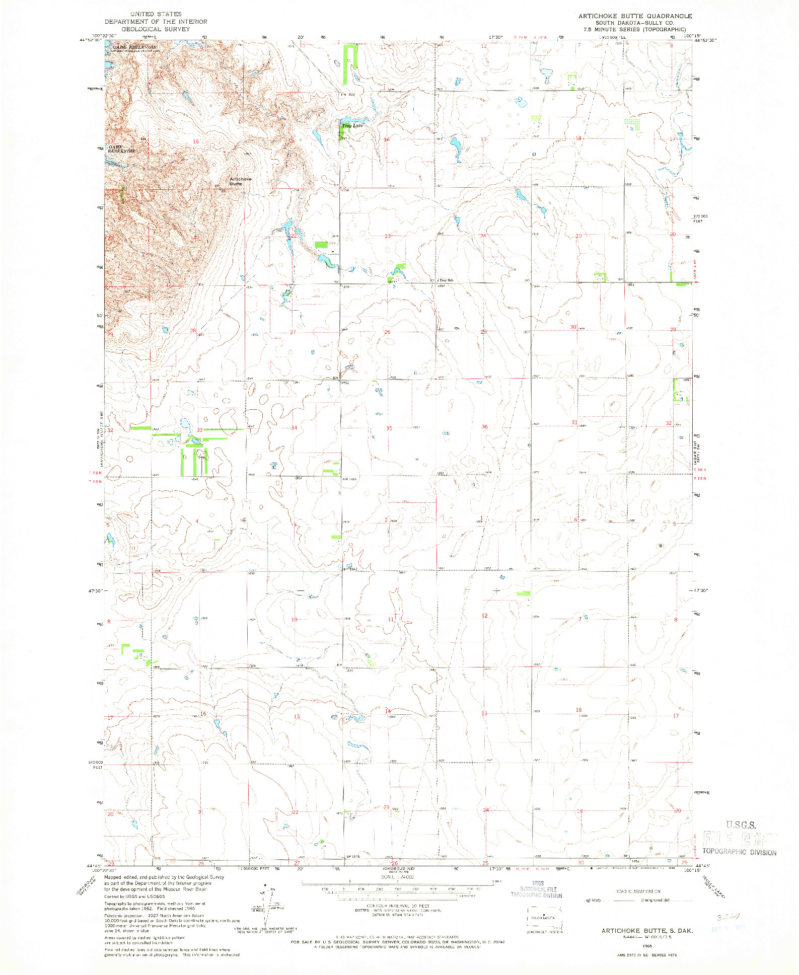 USGS 1:24000-SCALE QUADRANGLE FOR ARTICHOKE BUTTE, SD 1965