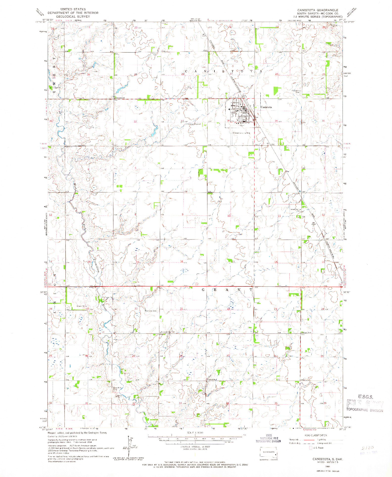 USGS 1:24000-SCALE QUADRANGLE FOR CANISTOTA, SD 1964