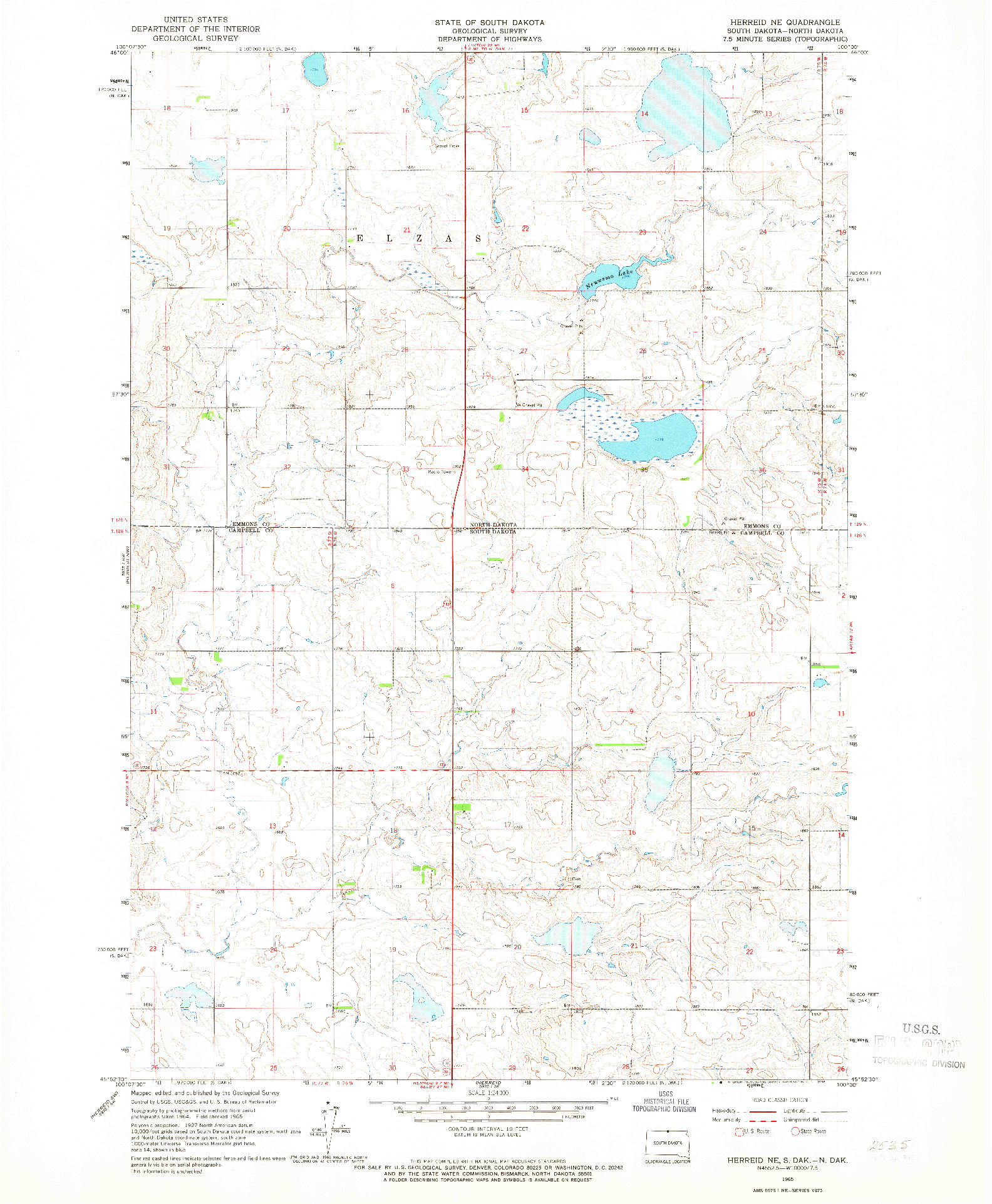 USGS 1:24000-SCALE QUADRANGLE FOR HERREID NE, SD 1965