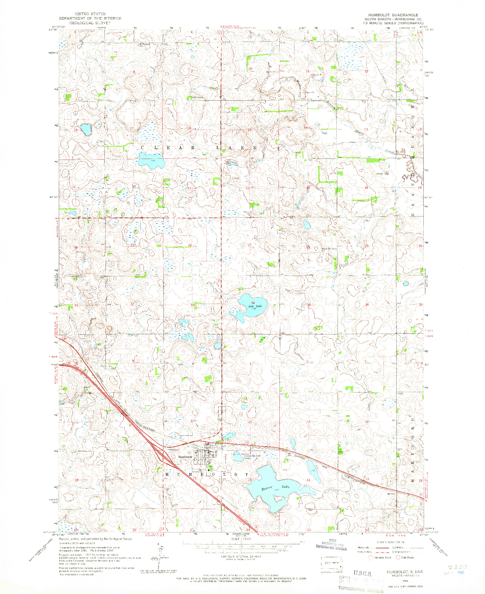 USGS 1:24000-SCALE QUADRANGLE FOR HUMBOLDT, SD 1964