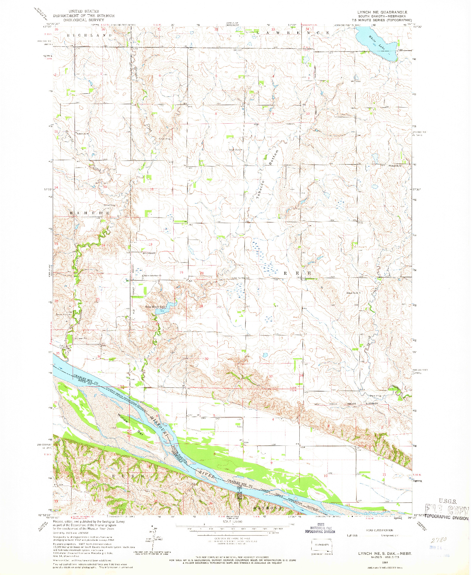 USGS 1:24000-SCALE QUADRANGLE FOR LYNCH NE, SD 1964