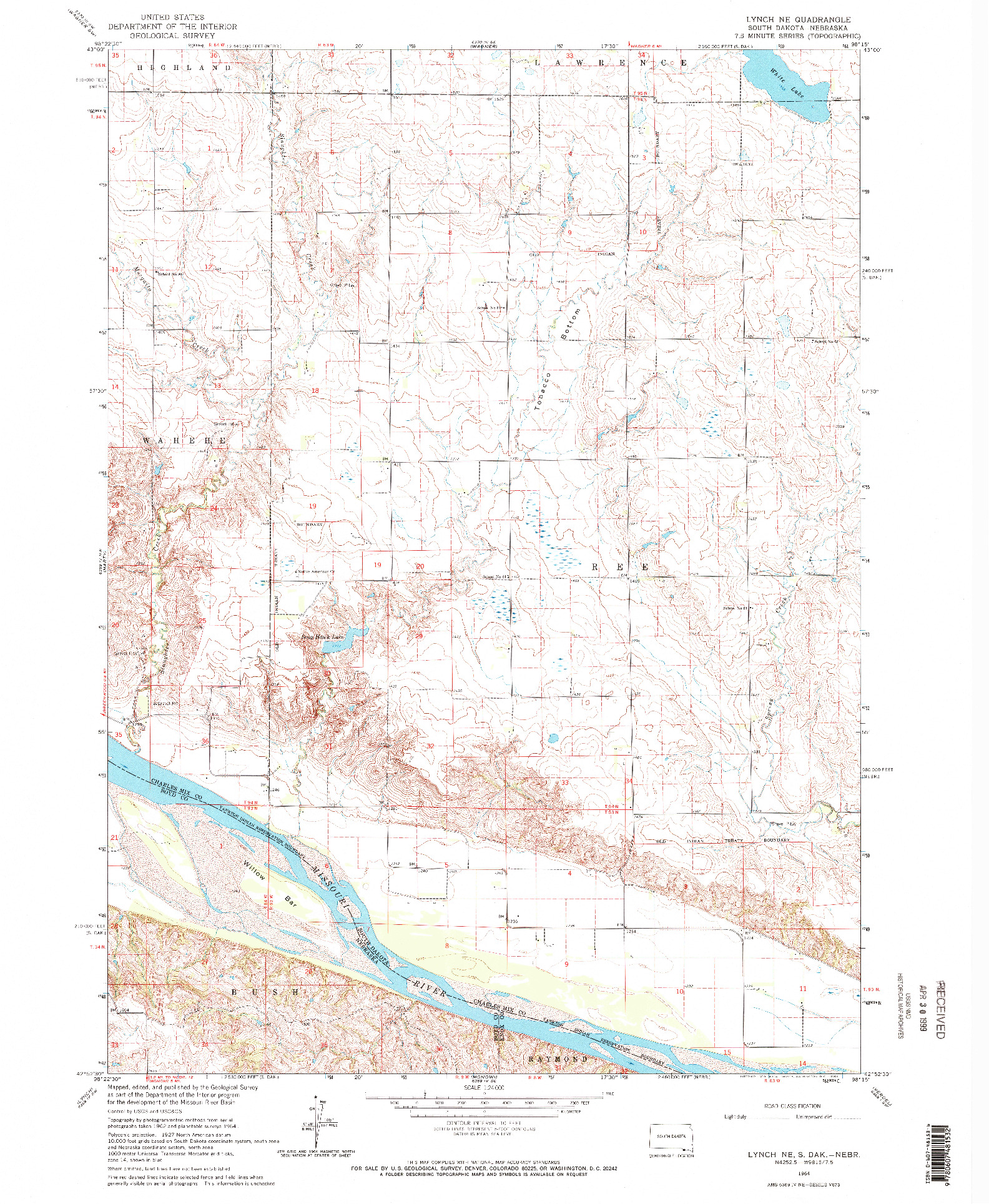 USGS 1:24000-SCALE QUADRANGLE FOR LYNCH NE, SD 1964