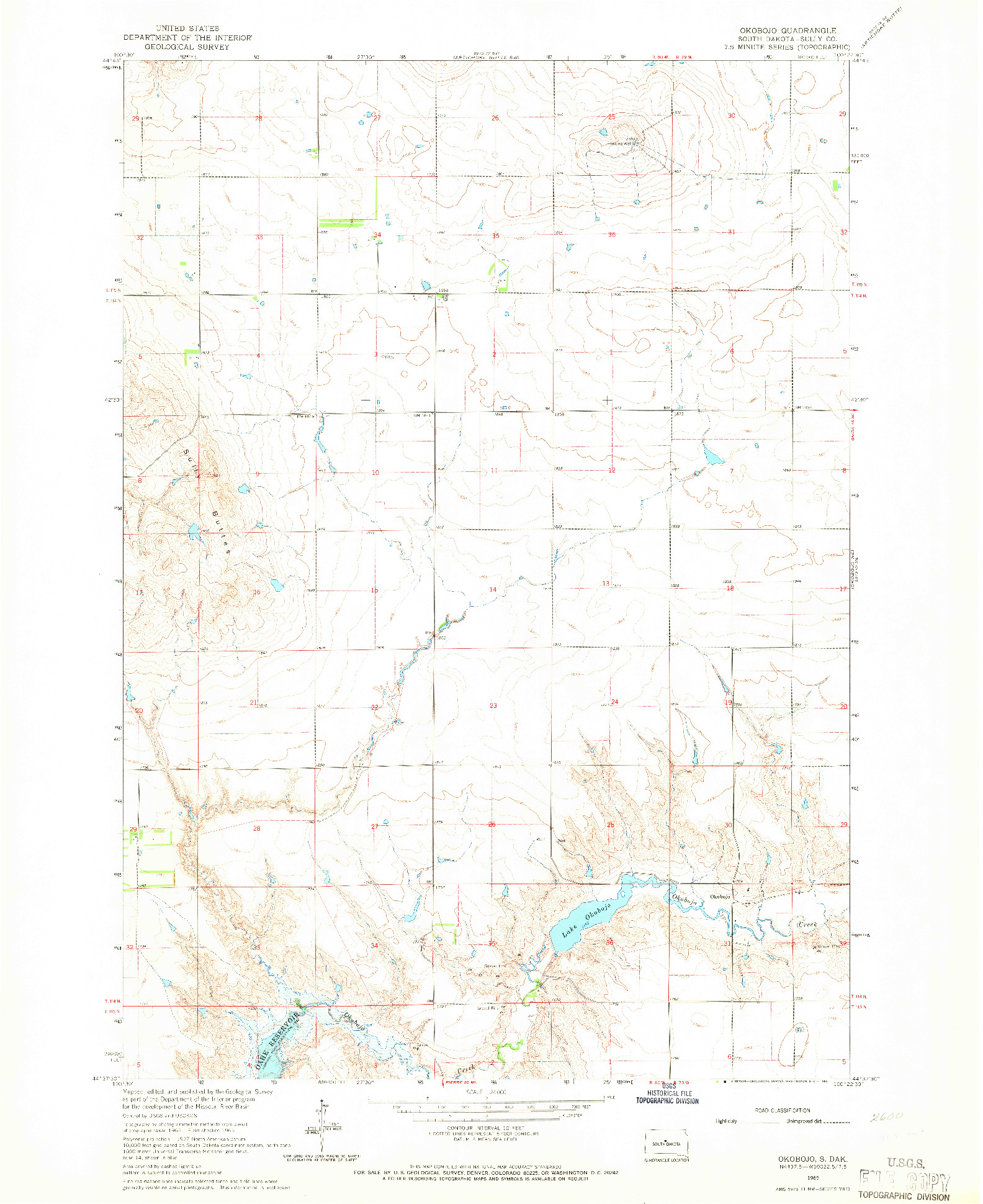 USGS 1:24000-SCALE QUADRANGLE FOR OKOBOJO, SD 1965