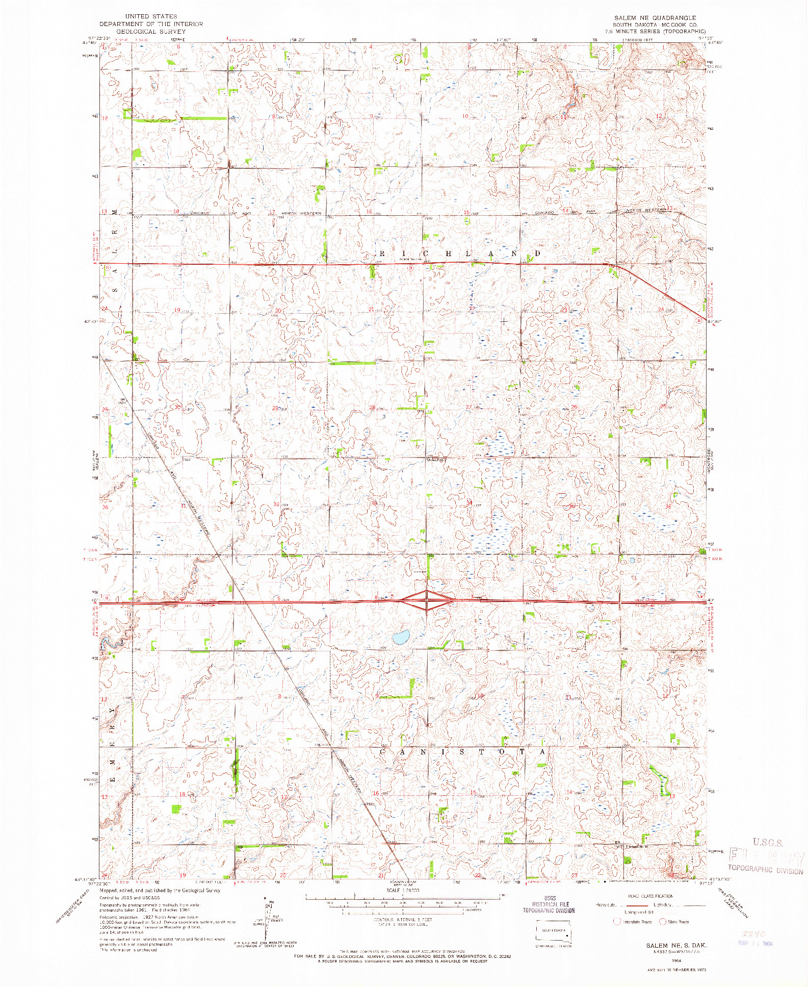 USGS 1:24000-SCALE QUADRANGLE FOR SALEM NE, SD 1964