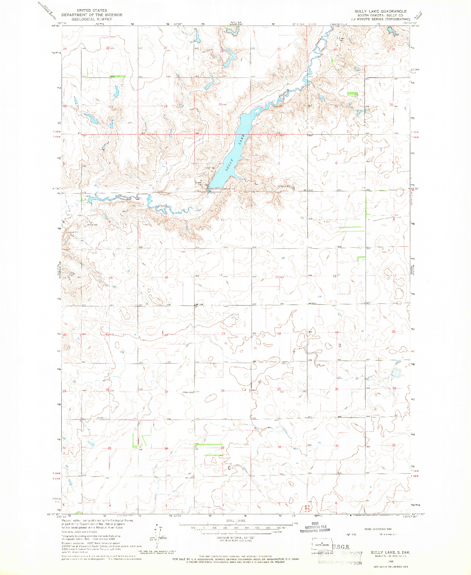 USGS 1:24000-SCALE QUADRANGLE FOR SULLY LAKE, SD 1965