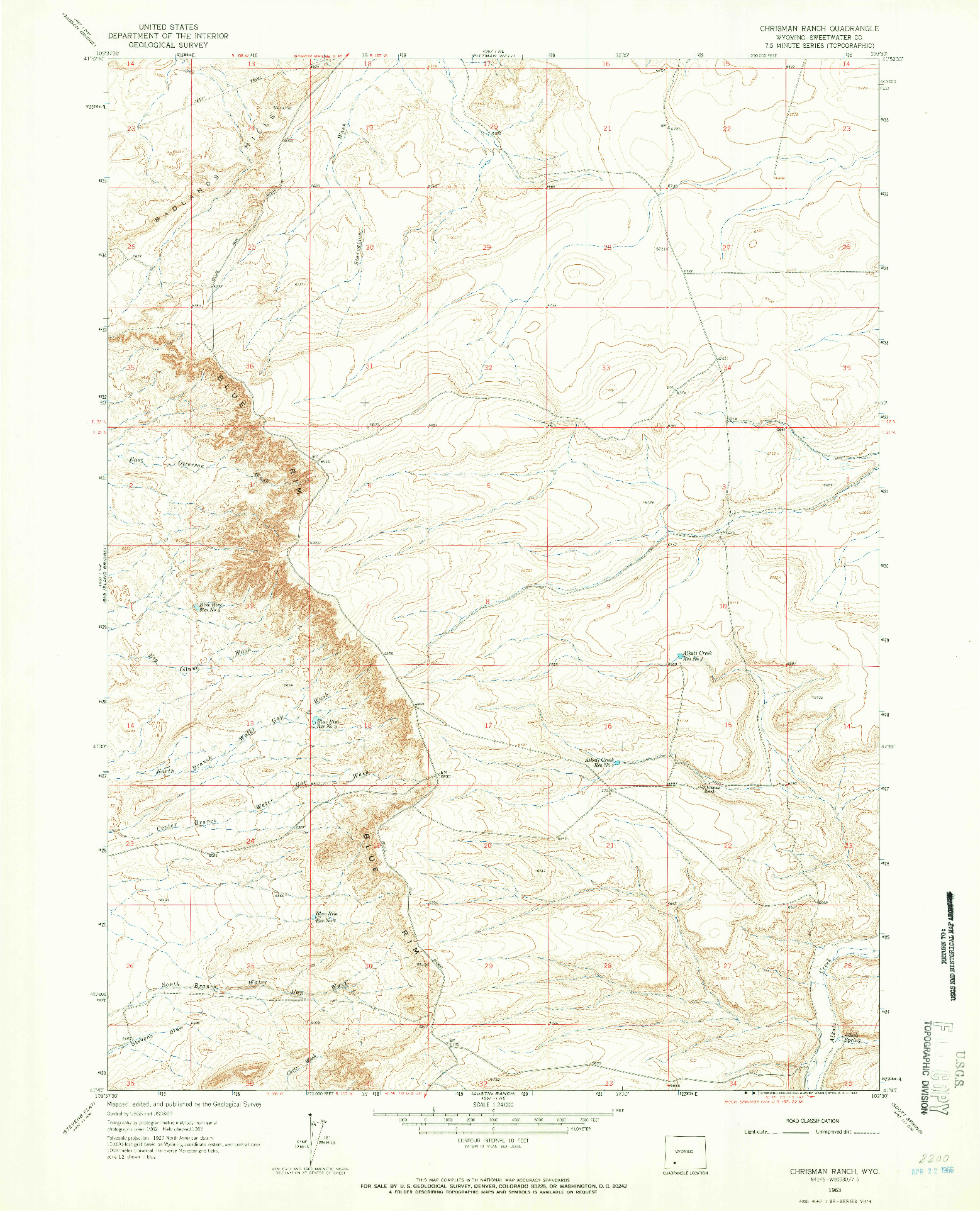 USGS 1:24000-SCALE QUADRANGLE FOR CHRISMAN RANCH, WY 1963