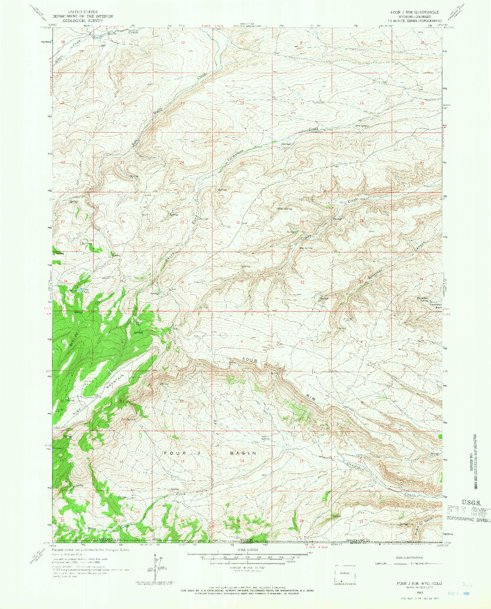 USGS 1:24000-SCALE QUADRANGLE FOR FOUR J RIM, WY 1963