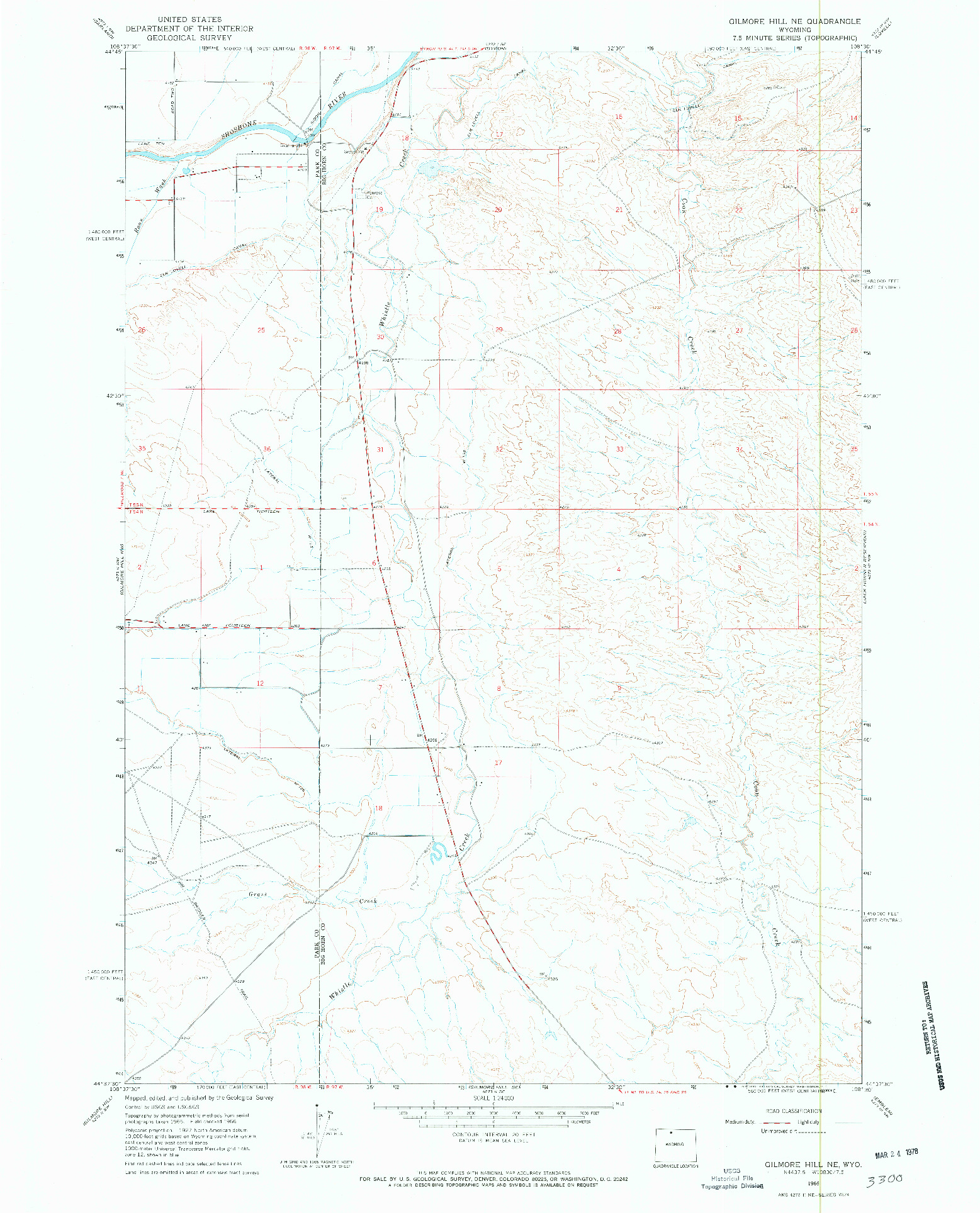 USGS 1:24000-SCALE QUADRANGLE FOR GILMORE HILL NE, WY 1966