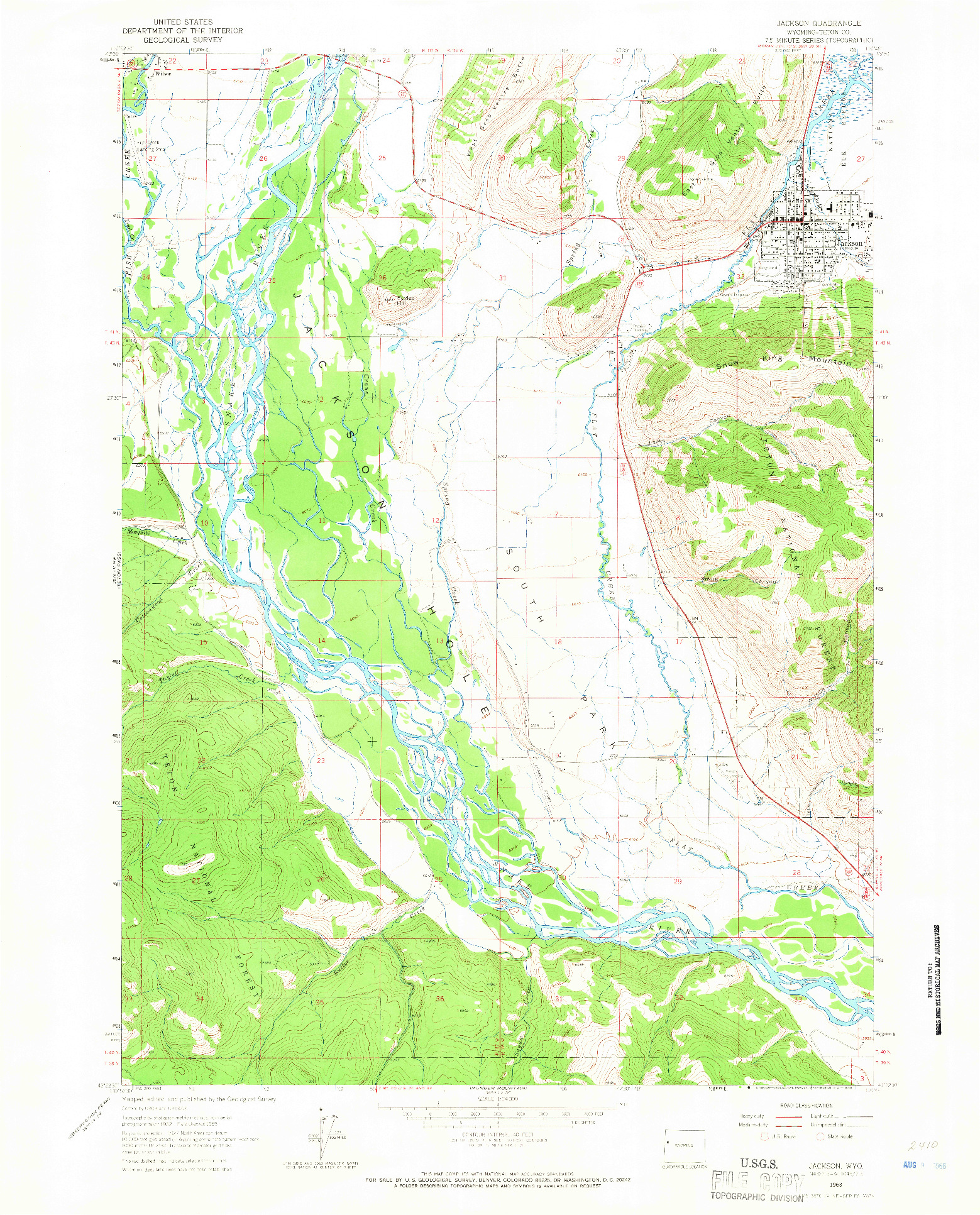 USGS 1:24000-SCALE QUADRANGLE FOR JACKSON, WY 1963