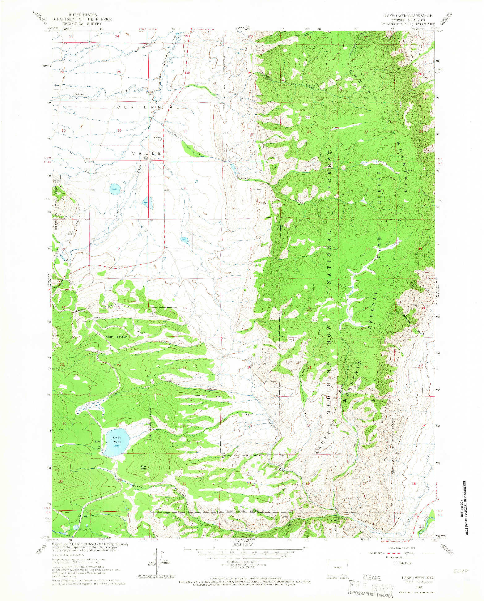 USGS 1:24000-SCALE QUADRANGLE FOR LAKE OWEN, WY 1961