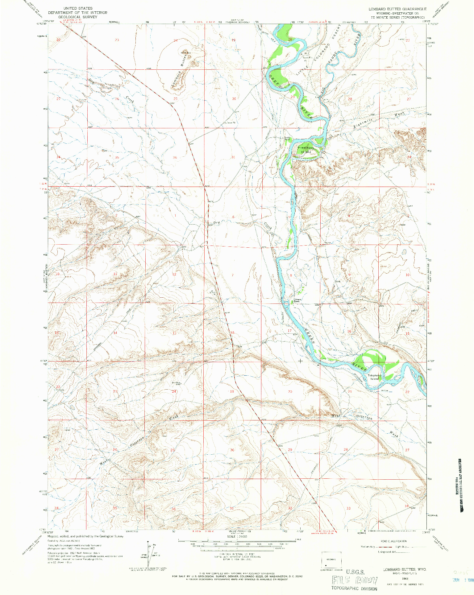 USGS 1:24000-SCALE QUADRANGLE FOR LOMBARD BUTTES, WY 1963