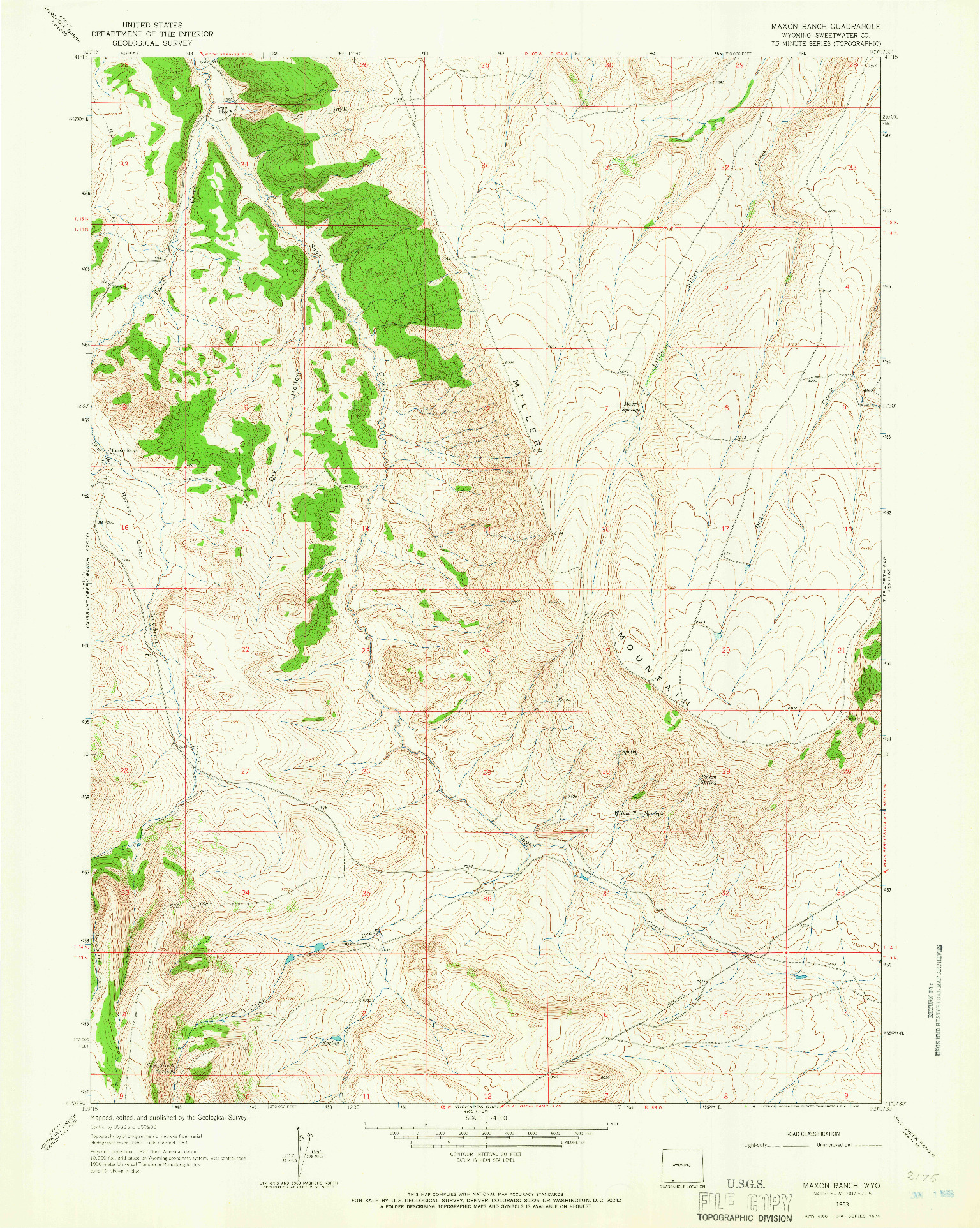 USGS 1:24000-SCALE QUADRANGLE FOR MAXON RANCH, WY 1963