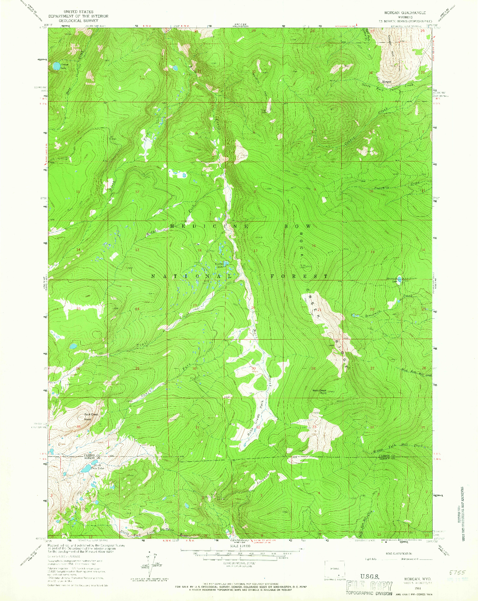 USGS 1:24000-SCALE QUADRANGLE FOR MORGAN, WY 1961